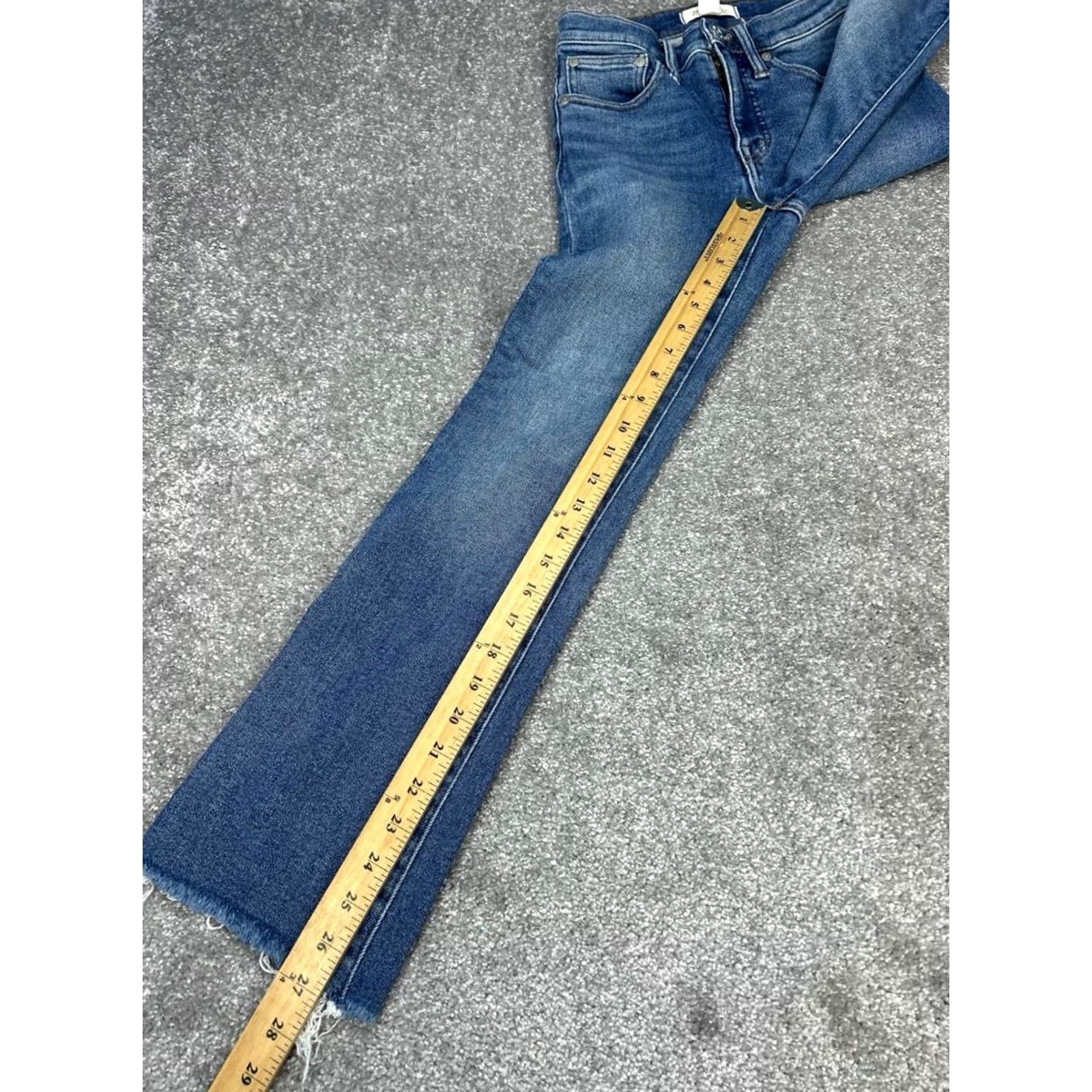Madewell Madewell Jeans Womens 24 Blue Cali Demi Boot Women Logo Frayed Hem Fleetwood Wash 24x27 Size 42" / US 20 - 3 Thumbnail