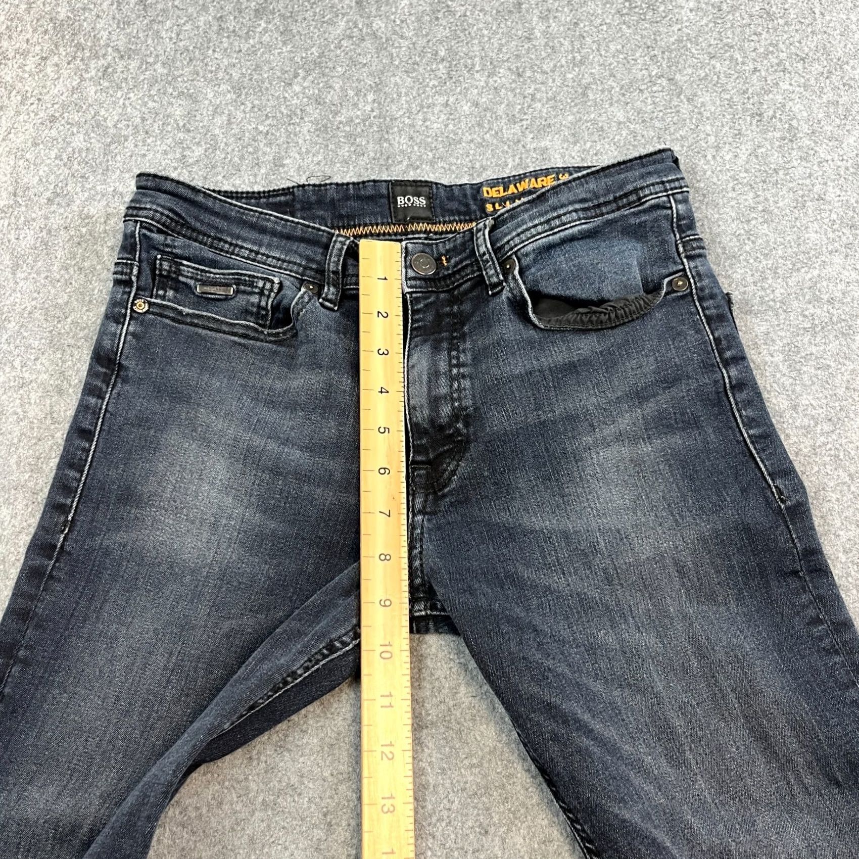 Hugo Boss HUGO BOSS Jeans Slim Fit 30 32 Delaware Denim Blue Dark Wash Stretch Five-Pocket Men Clothing Regular Pocket Type Size US 30 / EU 46 - 5 Thumbnail