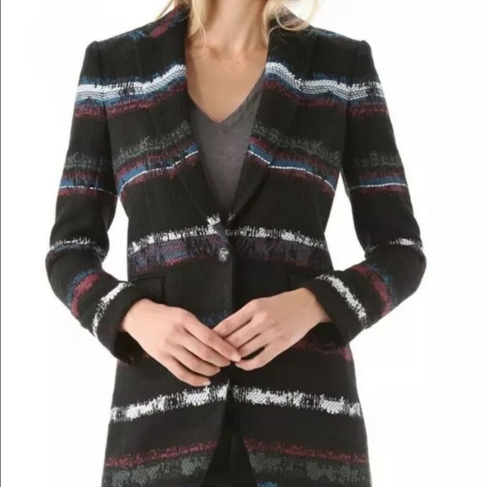 Rag & Bone Rag & Bone Mohair Blend Striped Jacket Blazer - XS Size XS / US 0-2 / IT 36-38 - 3 Thumbnail