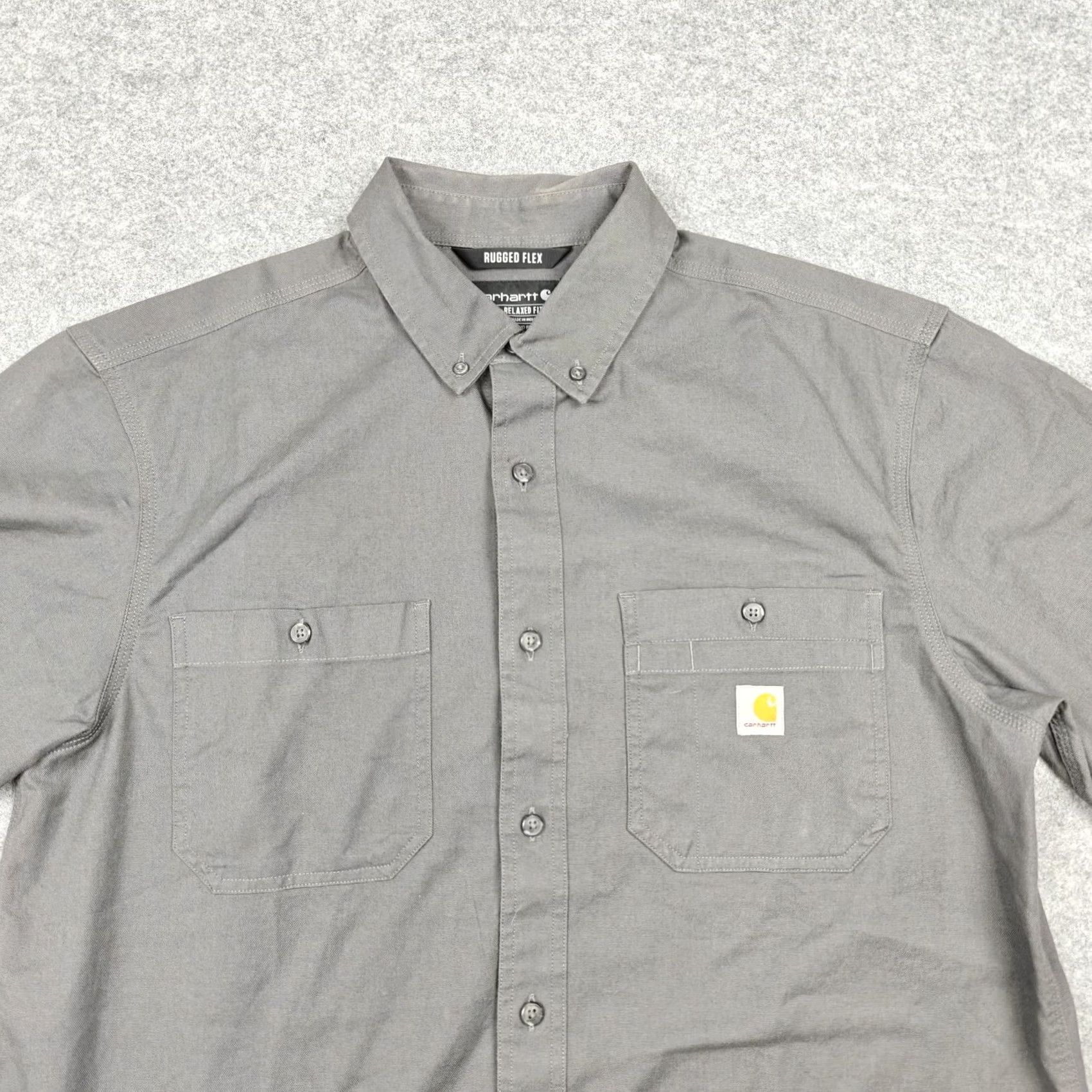 Carhartt Carhartt Shirt Mens L Gray Solid Cotton Short Sleeve Button Up Workwear Size US L / EU 52-54 / 3 - 2 Thumbnail