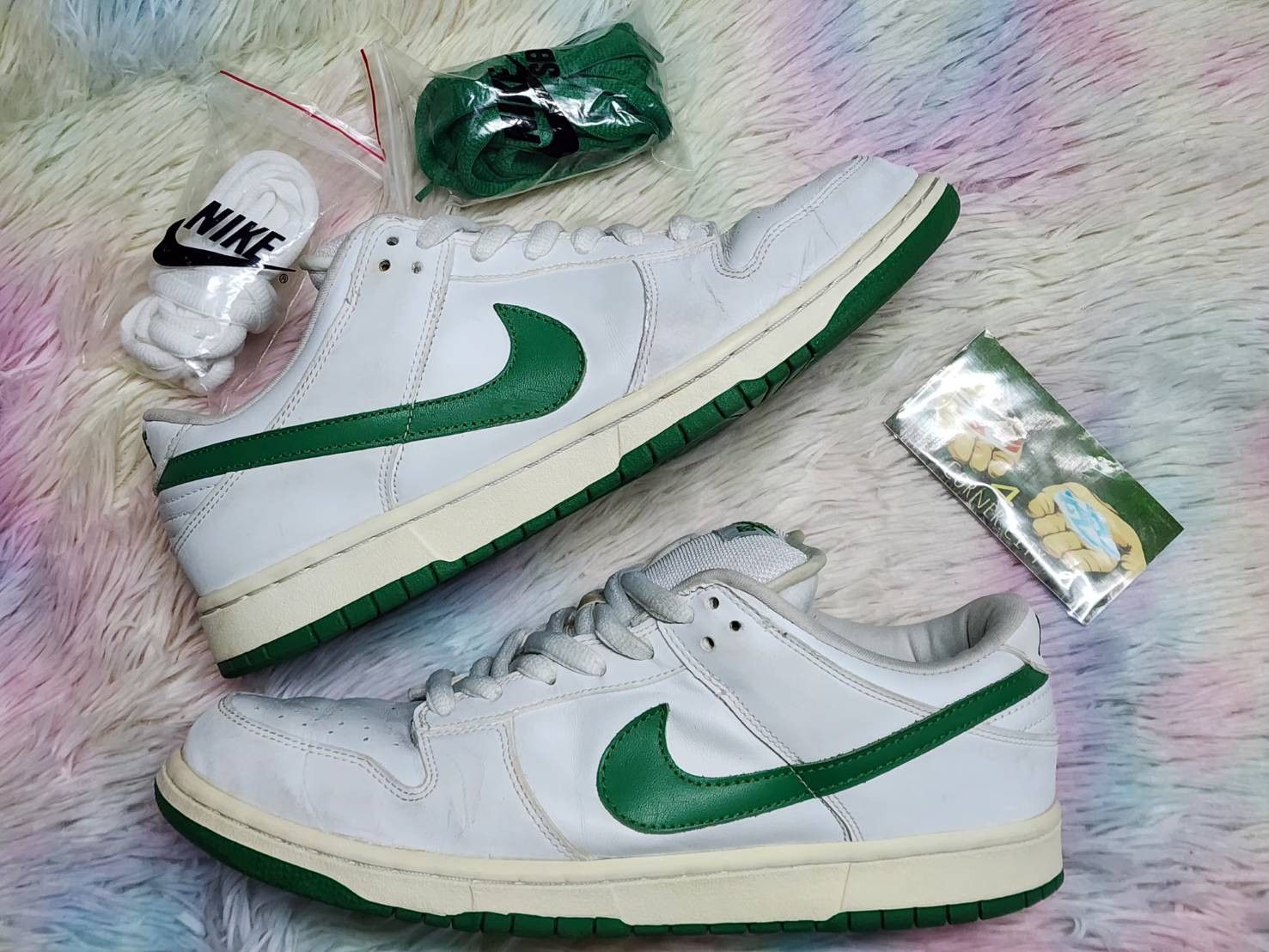Nike Nike Sb Dunk Low Classic White Green Size US 10.5 / EU 43-44 - 6 Thumbnail