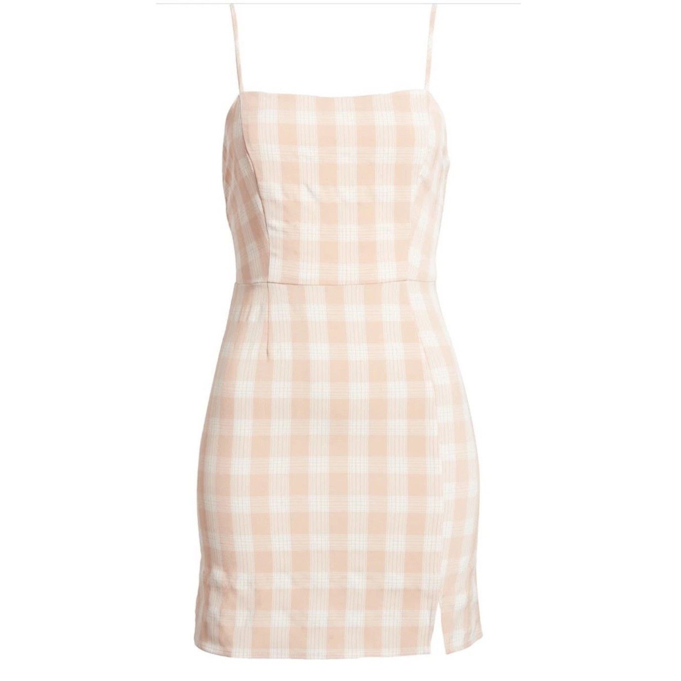 BP. Plaid Square Neck Sundress Dress in Coral & White Gingham Size XS / US 0-2 / IT 36-38 - 5 Thumbnail