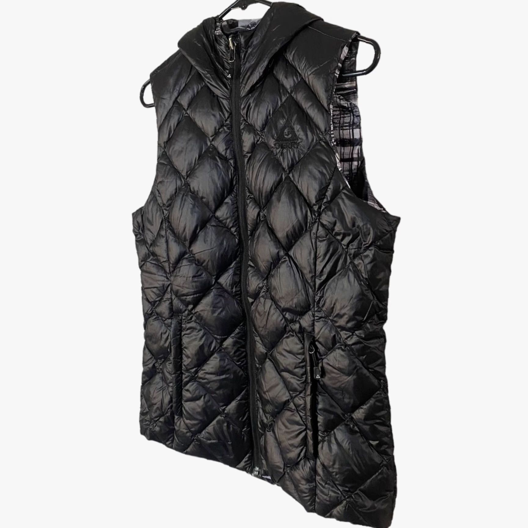 Vintage Gerry Quilted Down Puffer Vest Hood Black Womens Small Full Zip Reversible Size S / US 4 / IT 40 - 2 Thumbnail
