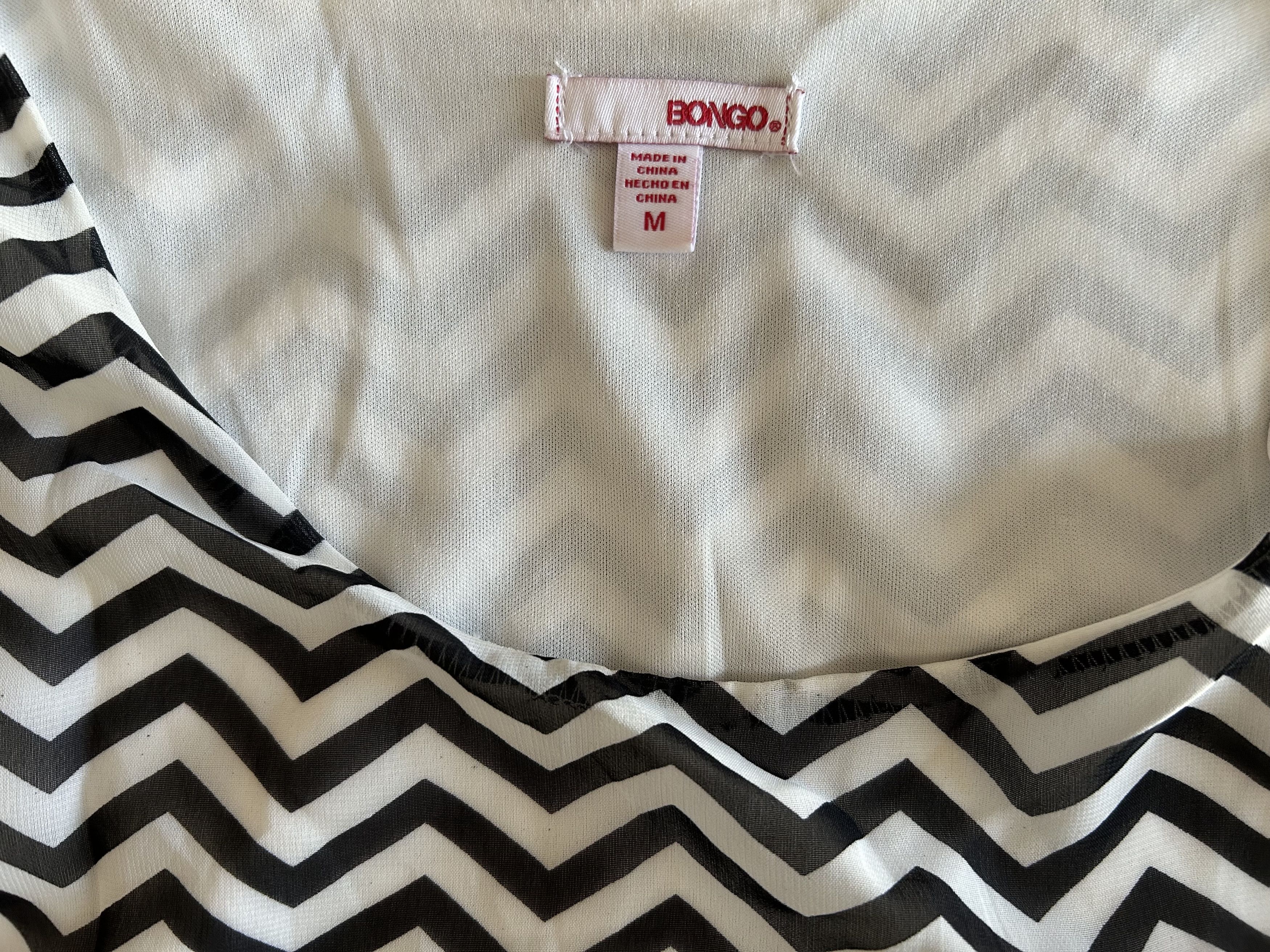 Other Black White Chevron Print Blouson Dress Summer Beach Bongo M Size M / US 6-8 / IT 42-44 - 3 Thumbnail