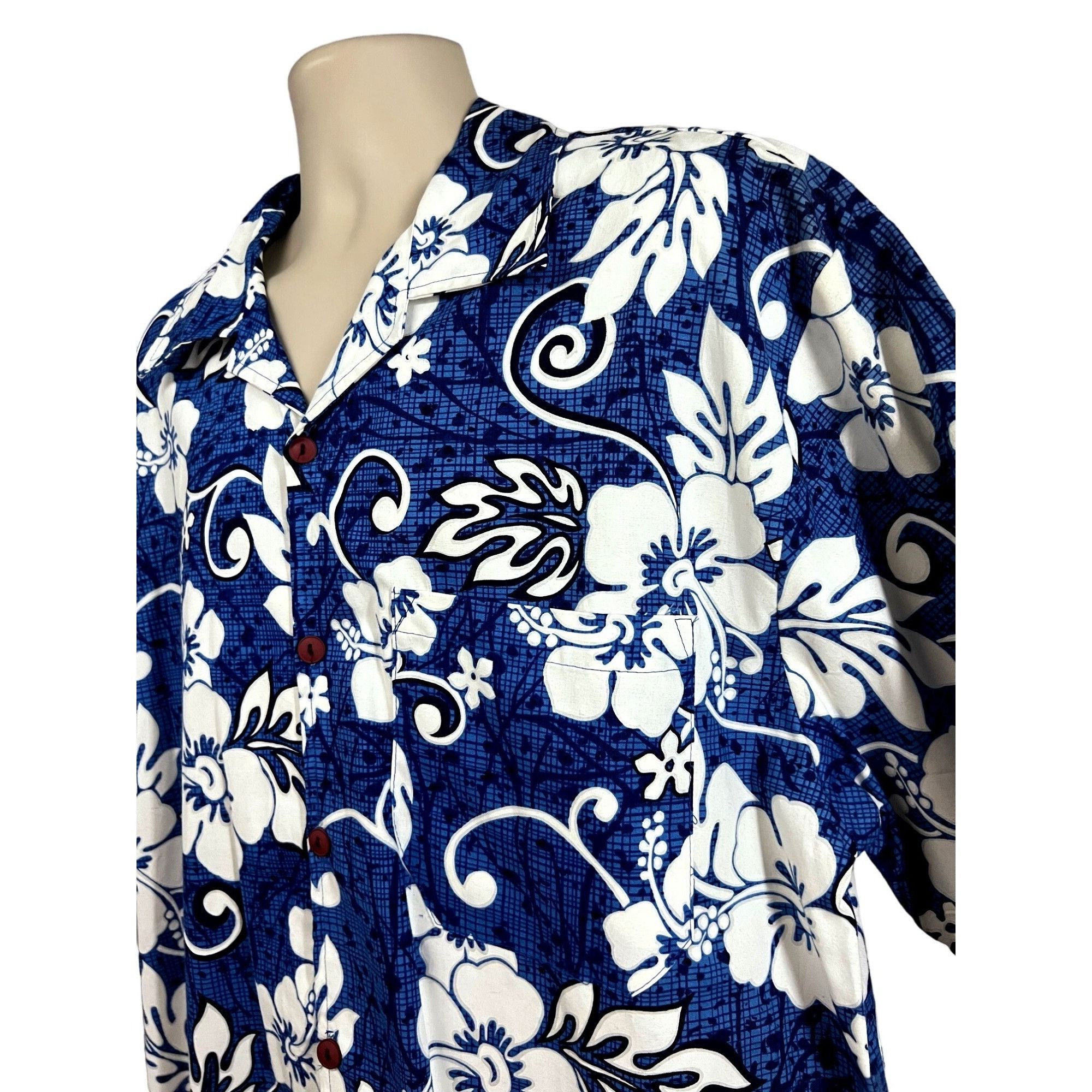 Vintage Mens Vintage Blue Floral Hawaiian Aloha Button Up Shirt 3X P Size US XXL / EU 58 / 5 - 3 Thumbnail