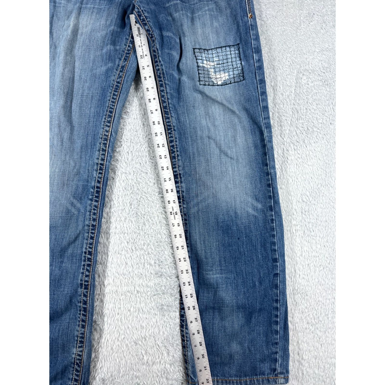 Denime Cinch Jeans Adult 31 Blue Denim Bootcut 5-Pocket Distressed 100% Cotton 31x32 Mens Regular Size US 31 - 7 Thumbnail