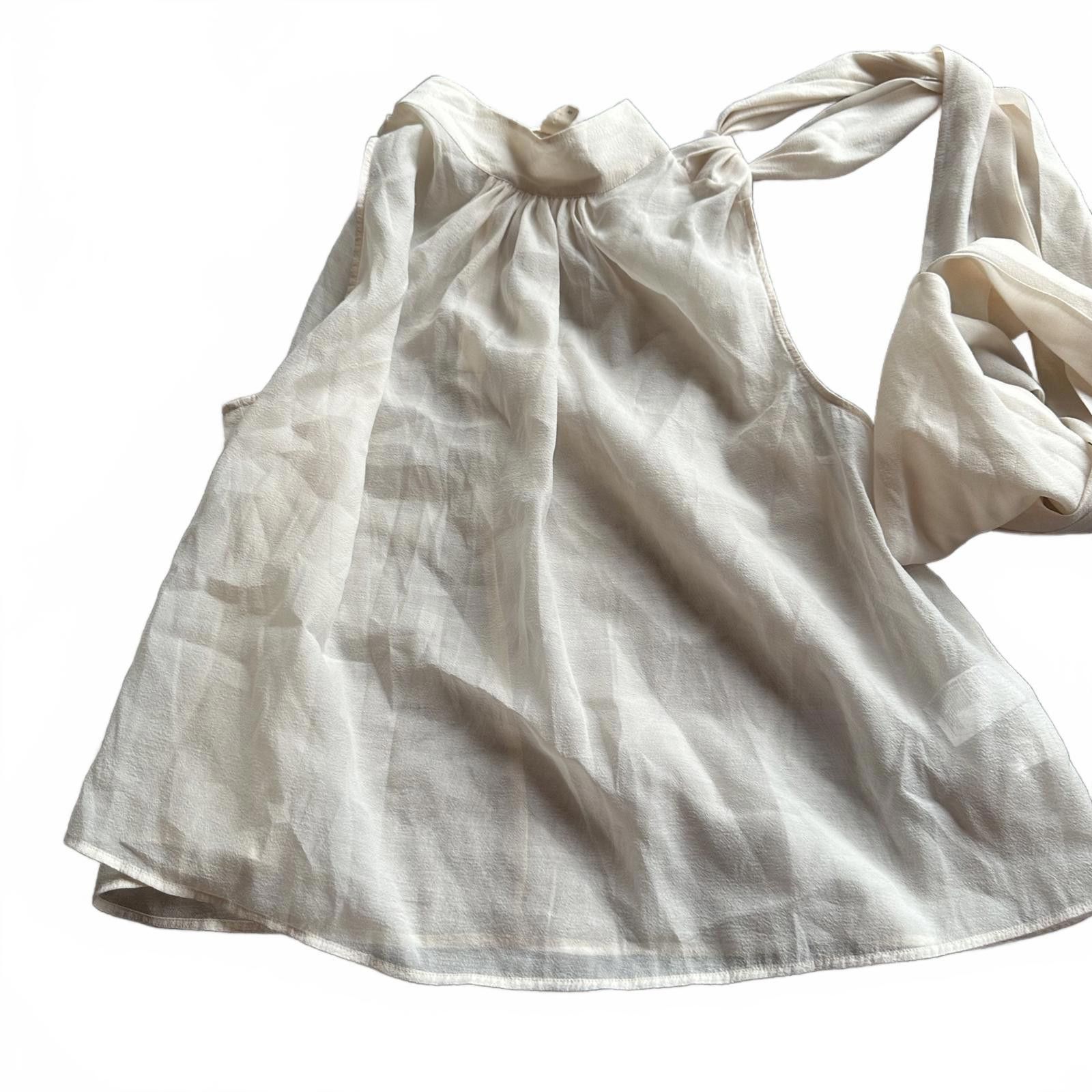 Designer Elegant Cream Sleeveless Top - XXL Size XXL / US 16-18 / IT 52-54 - 1 Thumbnail