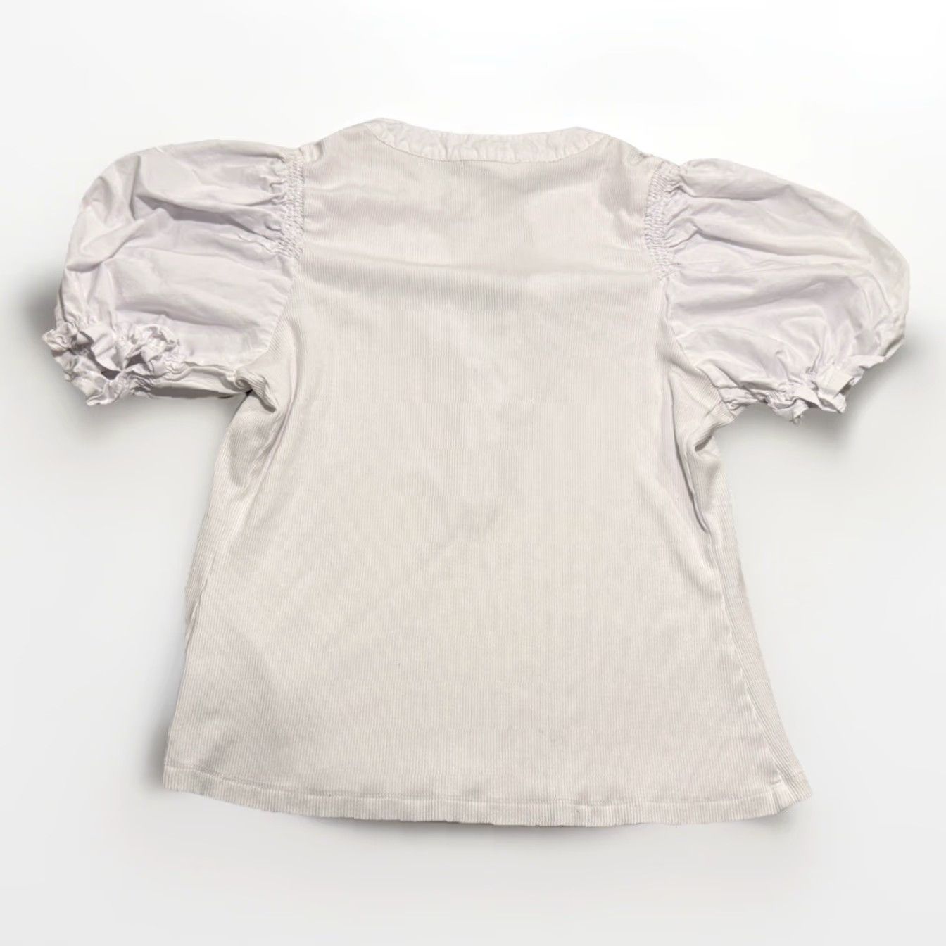 Vintage Tuckernuck Pomander Place White Livia Top XS Puff Sleeve Ribbed Tee EUC Space? Size XS / US 0-2 / IT 36-38 - 8 Thumbnail