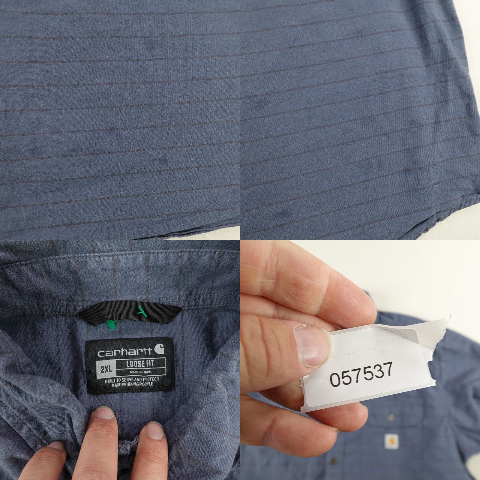 Carhartt VINTAGE Carhartt Shirt Mens 2XL Blue Striped Twill Button-Up Workwear Regular Fit Mens Size US XXL / EU 58 / 5 - 8 Thumbnail