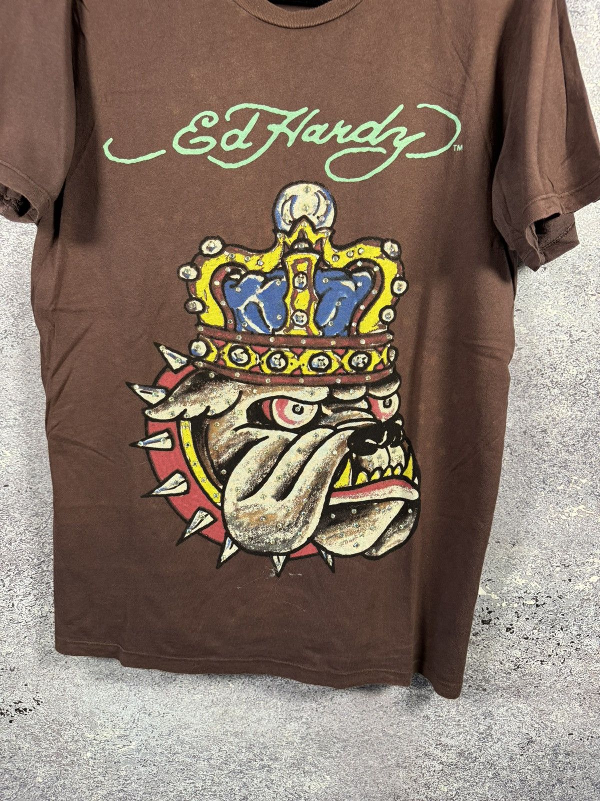 Designer × Ed Hardy Don Ed Hardy Brown Bulldog Graphics Printer Logo T Shirt M Size US M / EU 48-50 / 2 - 4 Thumbnail