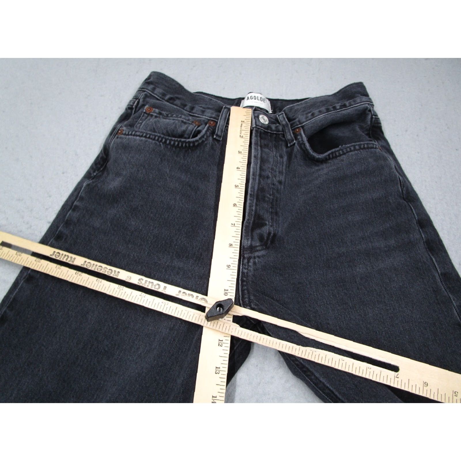 Agolde AGOLDE Jeans Women 25 Black 90s Mid Rise Straight Leg Denim Pants Size 25x28-Inch Cotton Womens Size 42" / US 20 - 6 Thumbnail