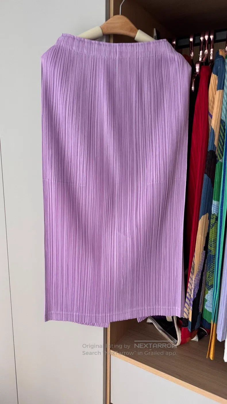 Issey Miyake Issey Miyake size:3 Pink Purple Midi Skirt Size 31" - 1 Thumbnail