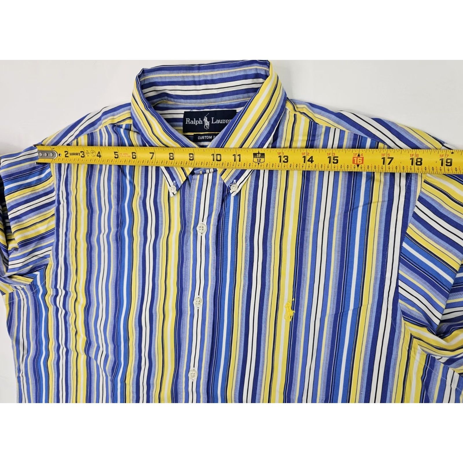 Polo Ralph Lauren Polo Ralph Lauren Button-Up Shirt Men L Custom Fit Stripe Blue Yellow Neck 16.5 Button-Down Sleeve Long Chrome? Size US L / EU 52-54 / 3 - 4 Thumbnail