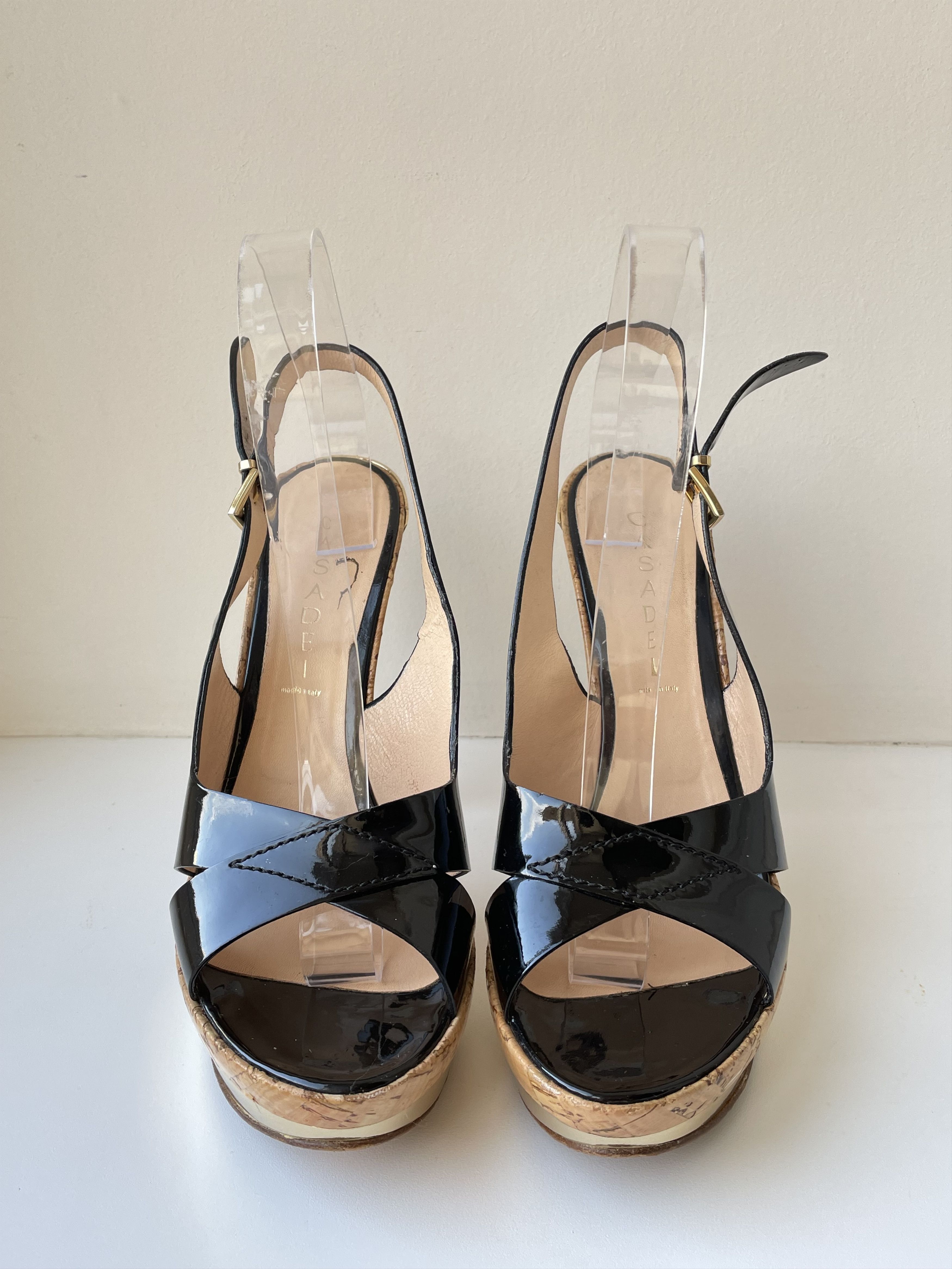 Casadei EUC Casadei 40 Women Platform Sandals Metal Heel Size US 10 / IT 40 - 2 Thumbnail