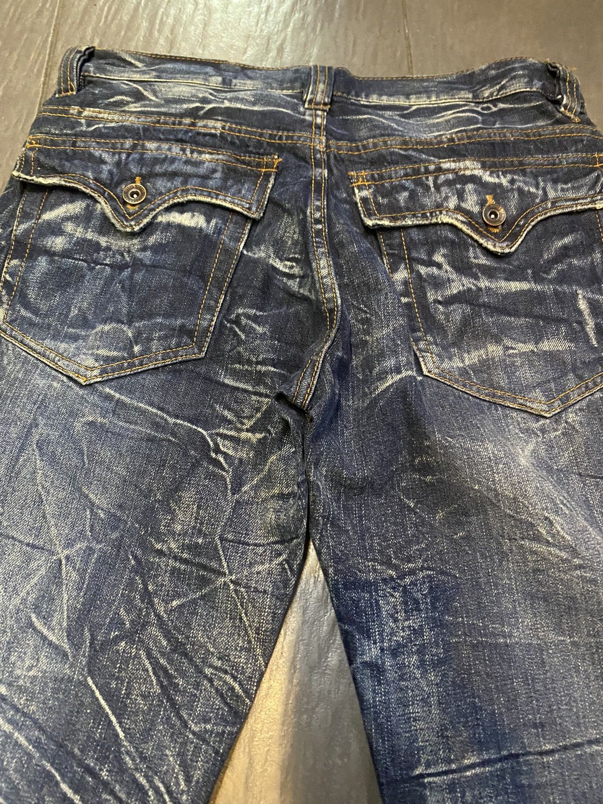 Japanese Brand Flare jeans Nylons Boot Cut crazy lightning Size US 33 - 3 Thumbnail