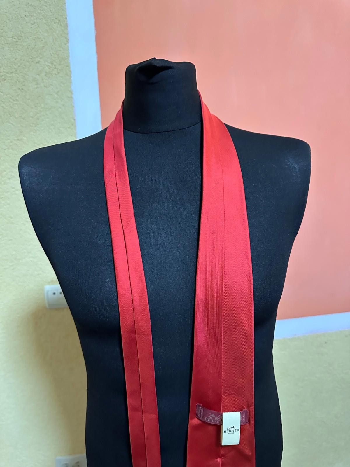 Hermes Hermes Tie Red Silk New Size ONE SIZE - 4 Thumbnail