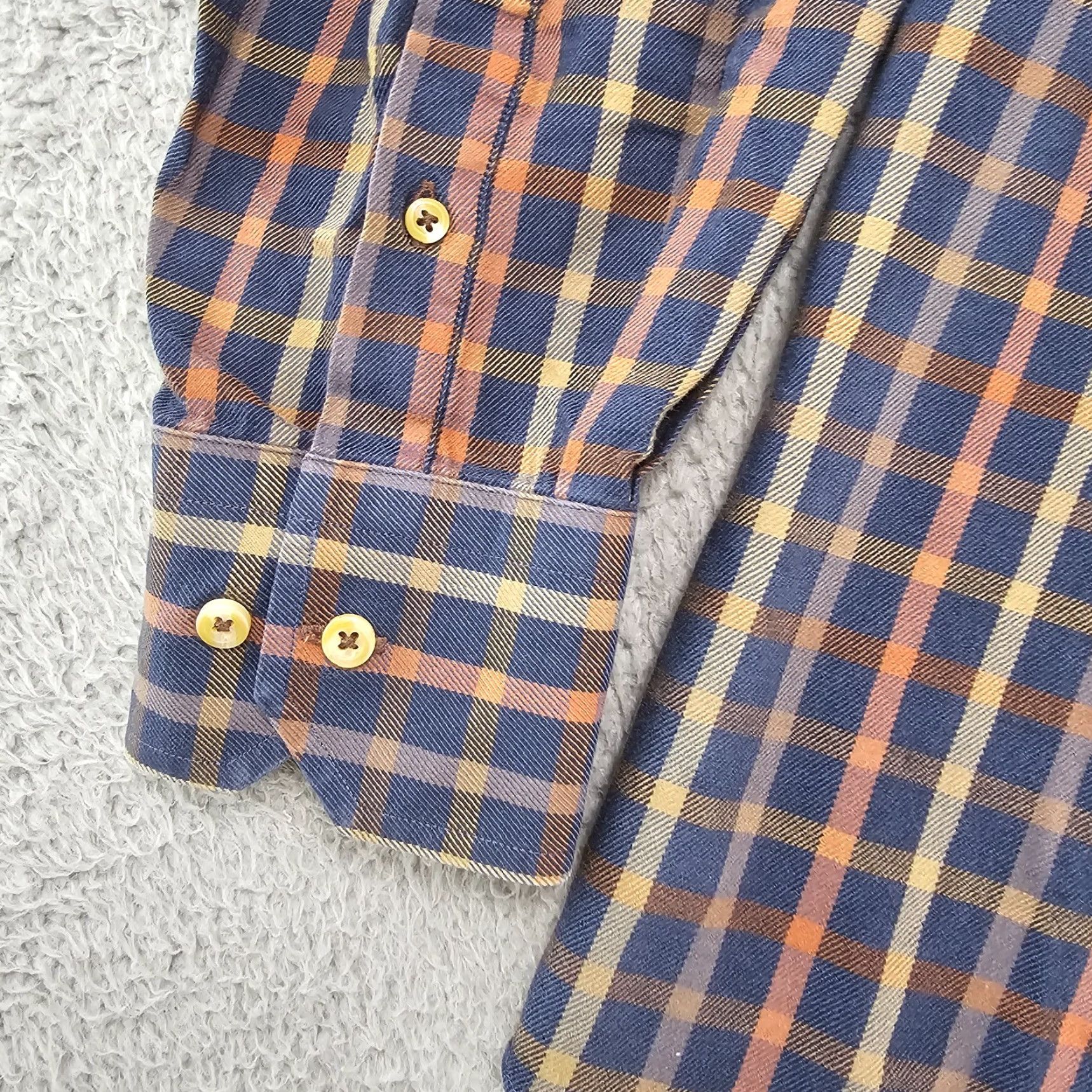 David Donahue David Donahue Dress Shirt Mens Size Large Navy Brown Plaid Button Up Long Sleeve Size 42R - 6 Thumbnail
