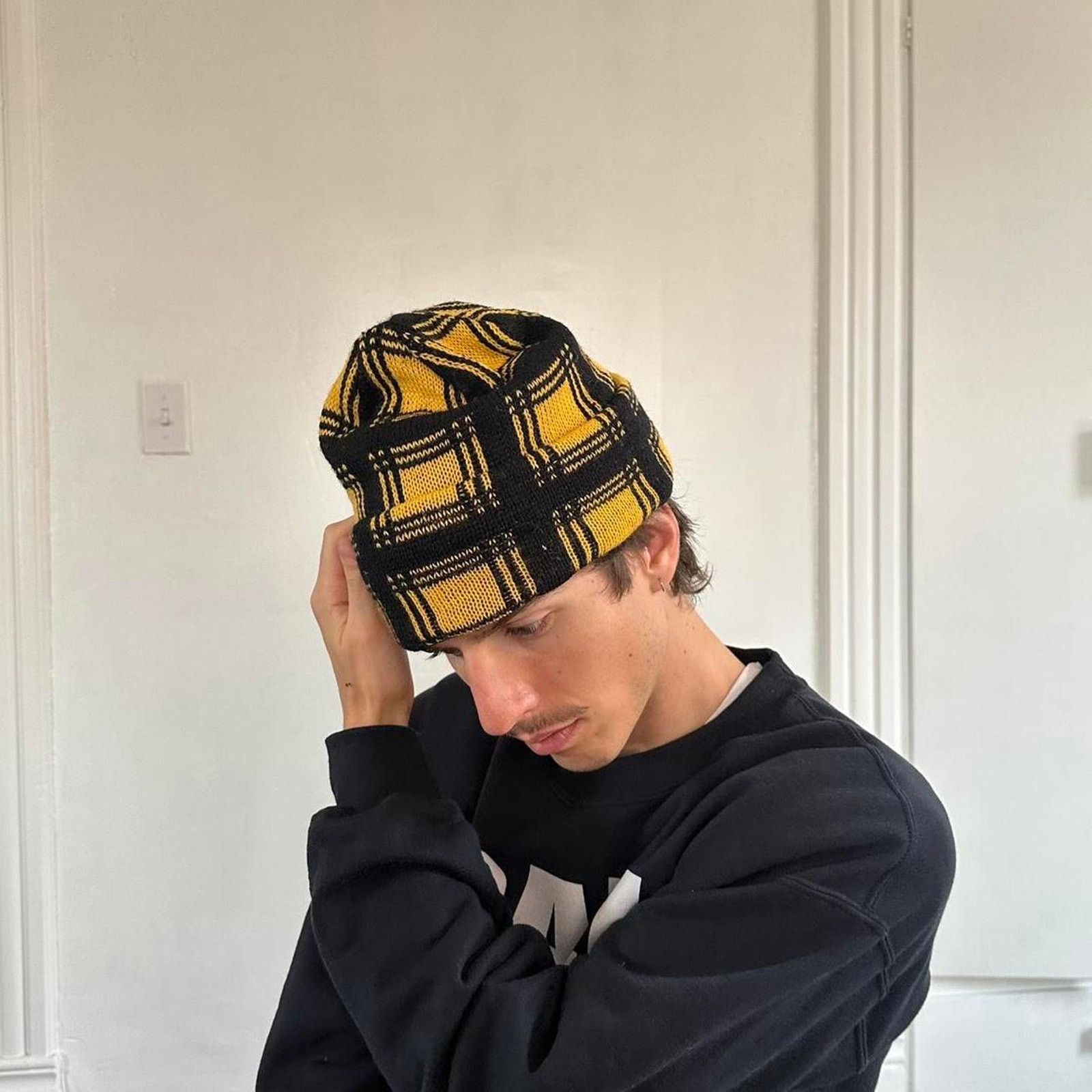 Pendleton × Vintage Vintage 80s Chunky Checkered Pendleton Wool Ski Beanie Hat Size ONE SIZE - 3 Thumbnail