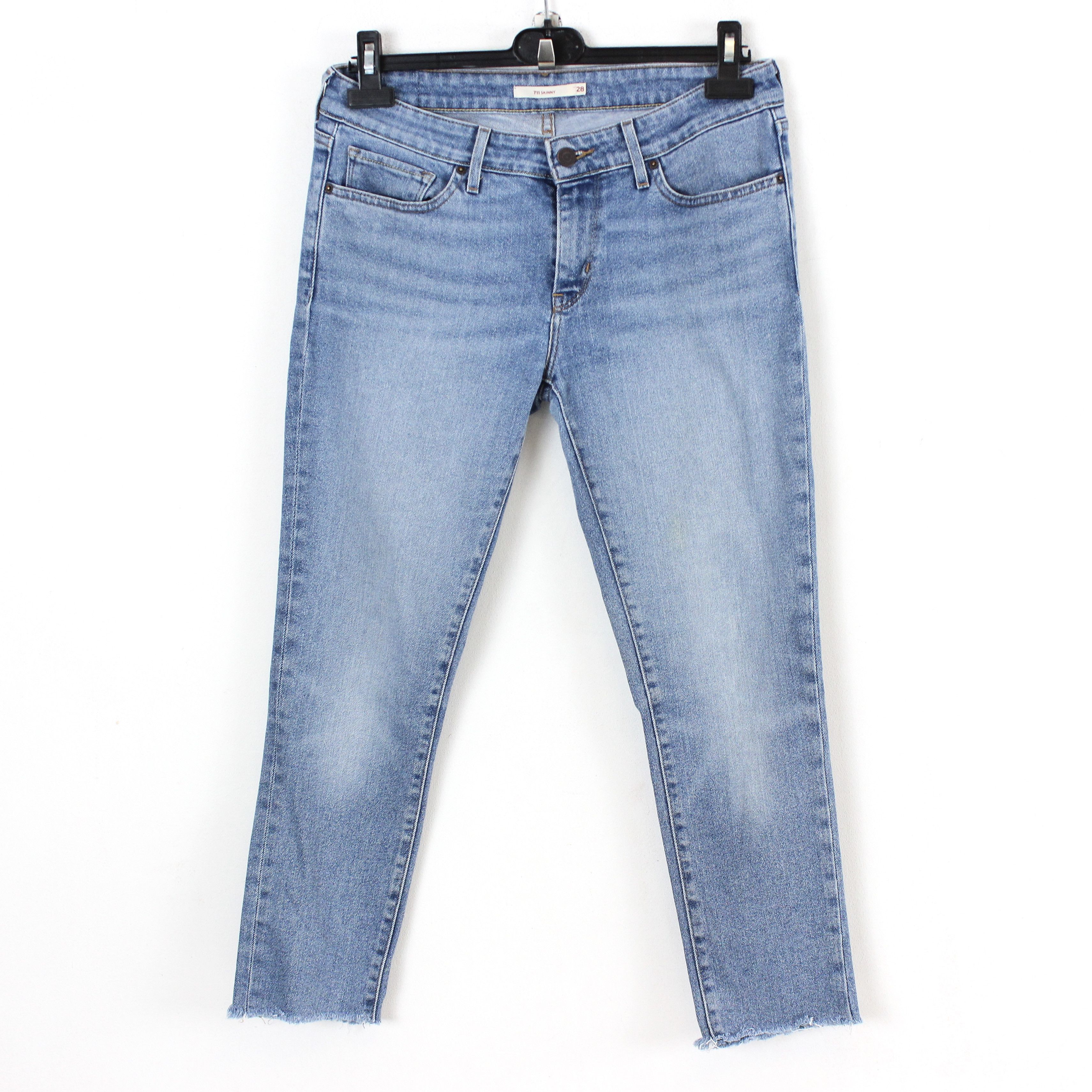 Levi's 711 Skinny W28 Cropped Denim Jeans Slim Fit Trousers Pants Size 28" / US 6 / IT 42 - 1 Thumbnail