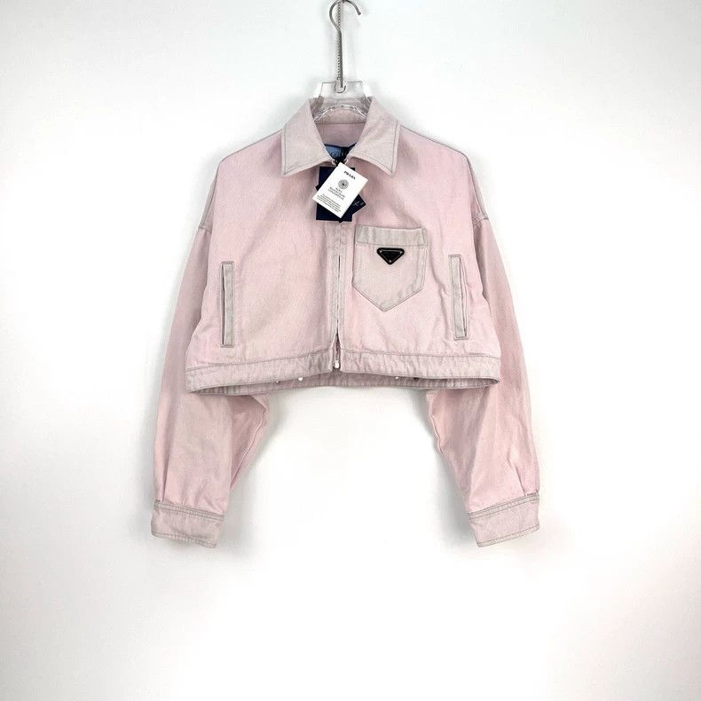Prada Prada Dirty pink classic triangle denim jacket 2502-Nextarr Size US XXS / EU 40 - 3 Thumbnail