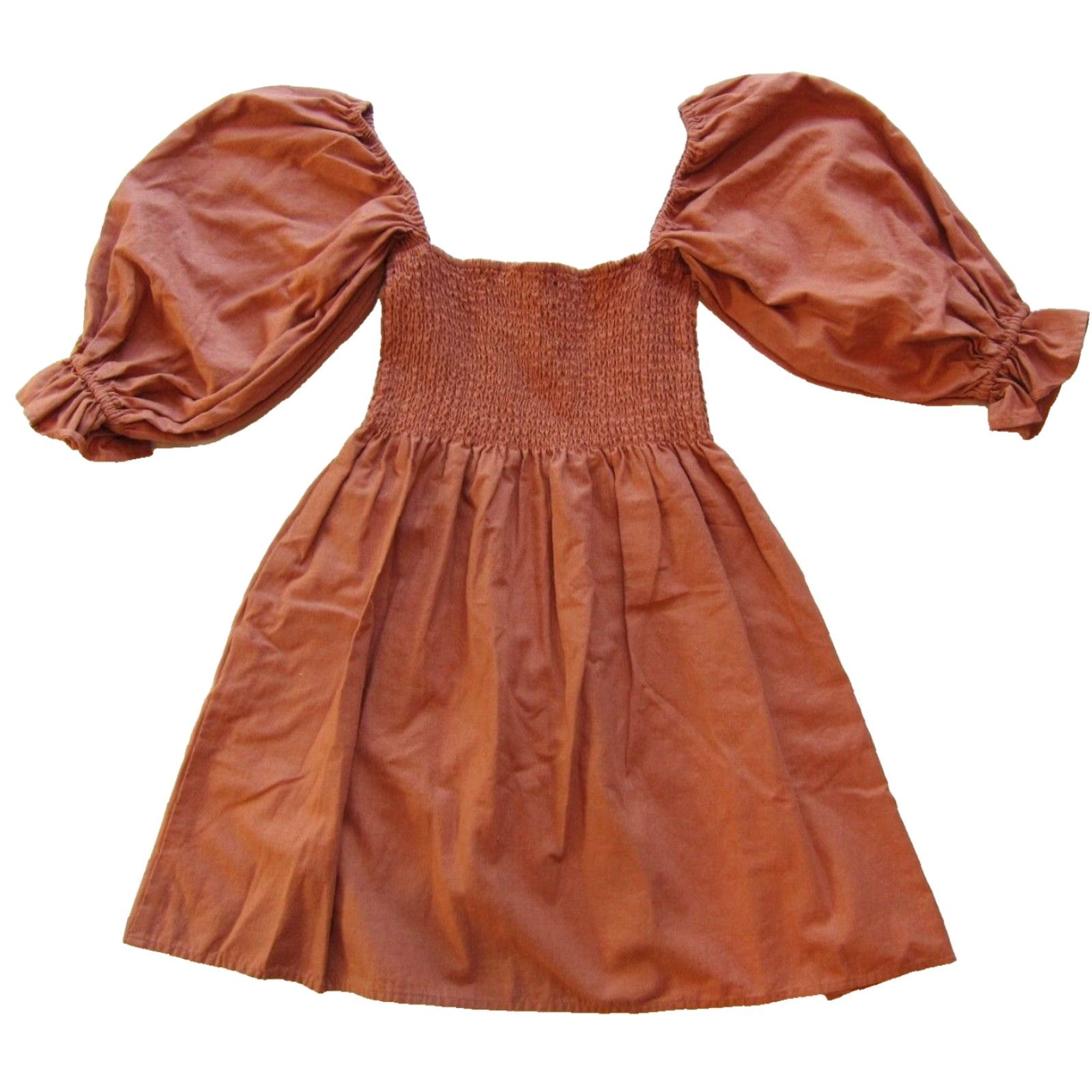 FLAX Kourt Flax Cotton Rust Orange Off Shoulder 3/4 Sleeve Pocket Short Dress XS Size 26" / US 2 / IT 38 - 2 Thumbnail