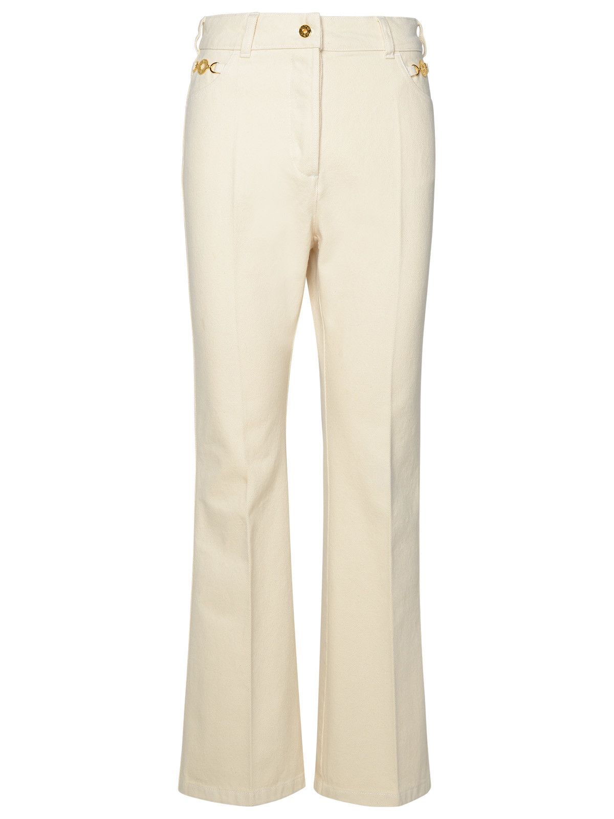 image of Patou Ivory Cotton Flare Jeans, Women's (Size 27)