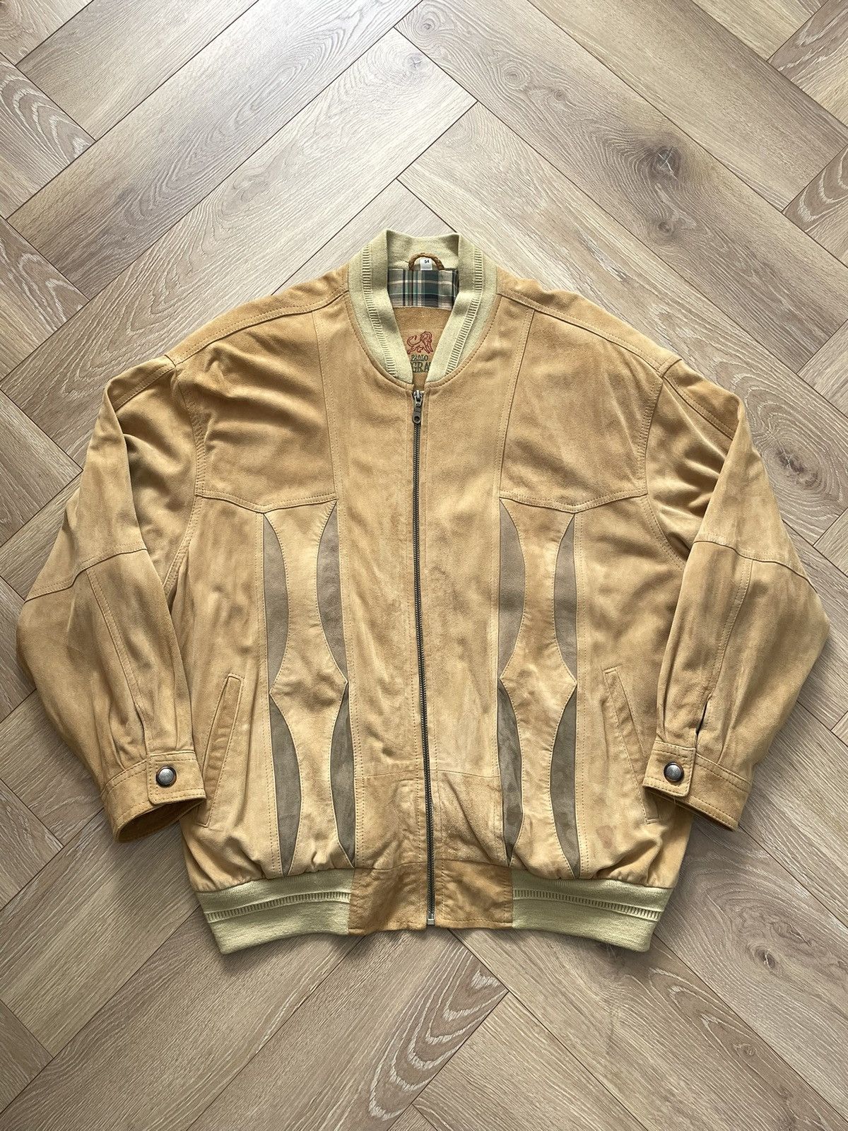 Vintage Vintage Y2k Beige Leather Oversize Bomber Jacket Avant Garde Size US XL / EU 56 / 4 - 1 Thumbnail