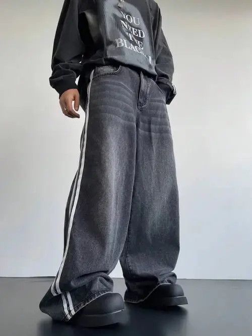 Jean Hayama x Katou Retro Y2k Denim Jeans Wide Leg Striped Size US 32 / EU 48 - 4 Thumbnail