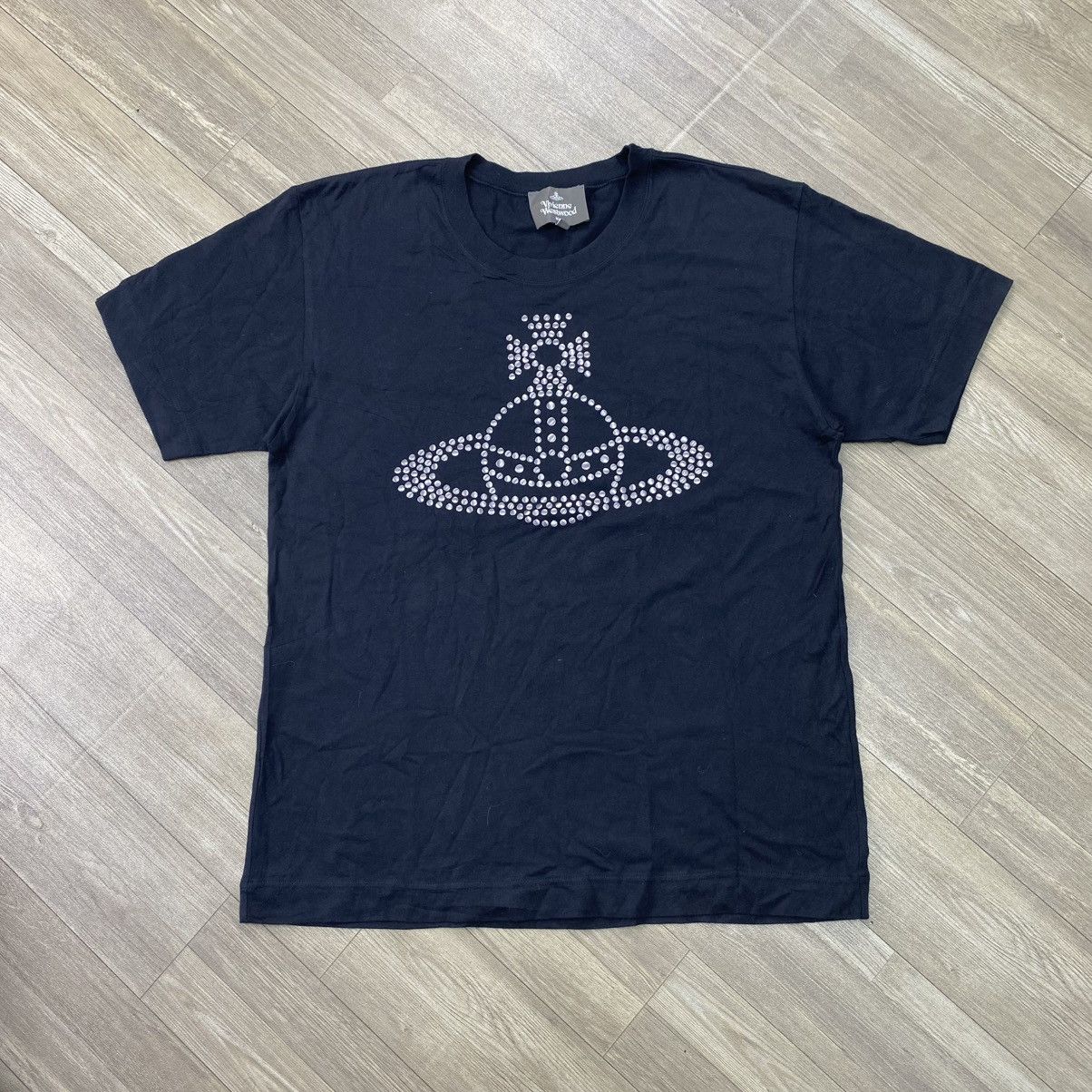 Vivienne Westwood Vintage Vivienne Westwood Rhinestone Studded Orb Logo Tee Size US M / EU 48-50 / 2 - 1 Thumbnail