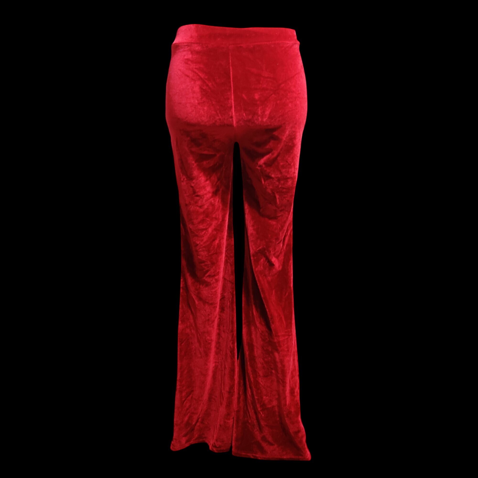 Other Velour Pants M Womens Red Velvet Stretch Flare Leg Lounge Tr Size 26" / US 2 / IT 38 - 12 Thumbnail