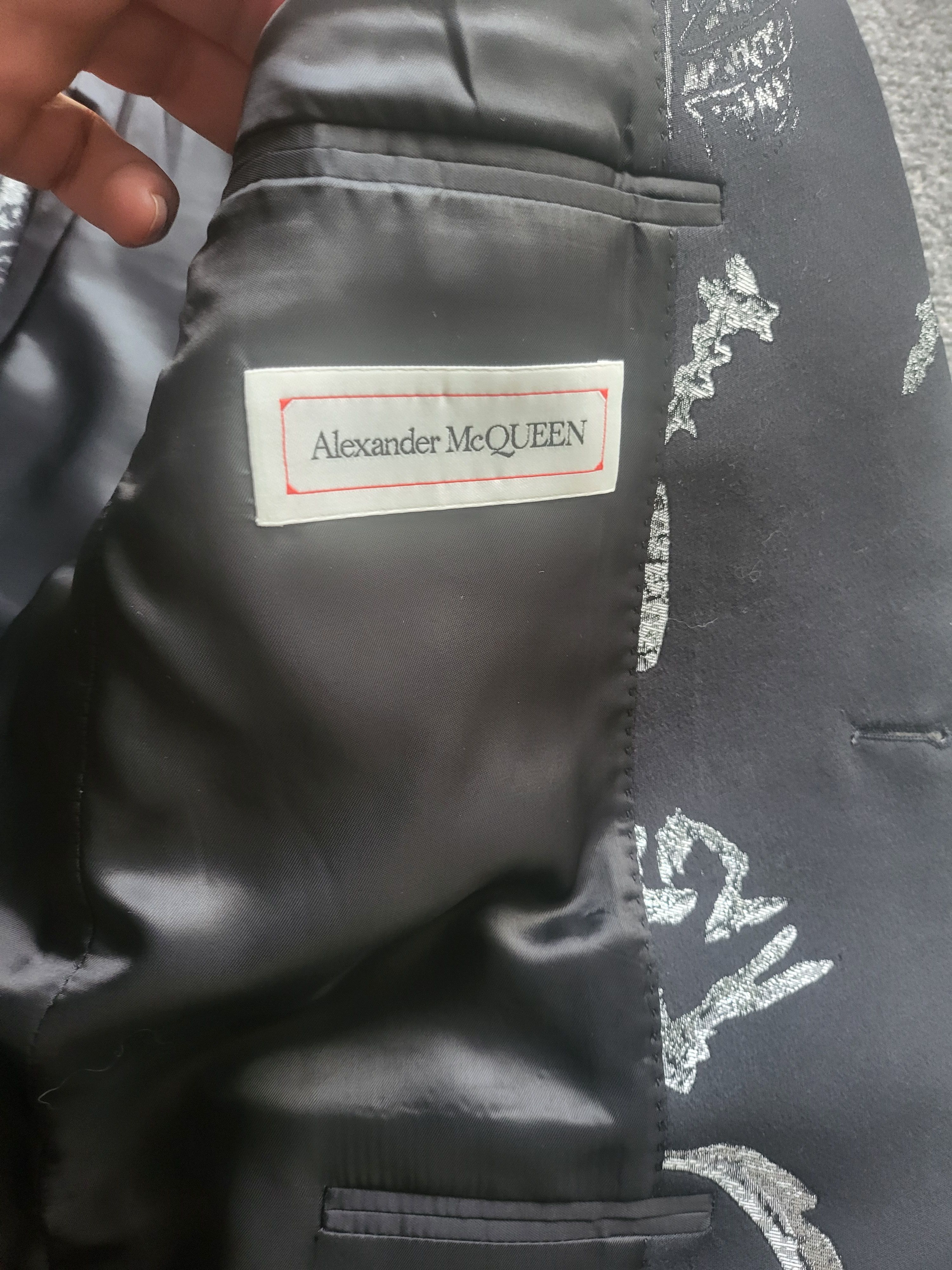 Alexander McQueen Alexander McQueen Mens Black Graffiti Jacquard Blazer Size 38R - 3 Thumbnail