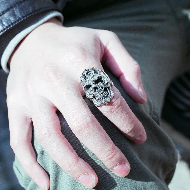Jewelry Dominant Skull Head Ring Size ONE SIZE - 4 Thumbnail