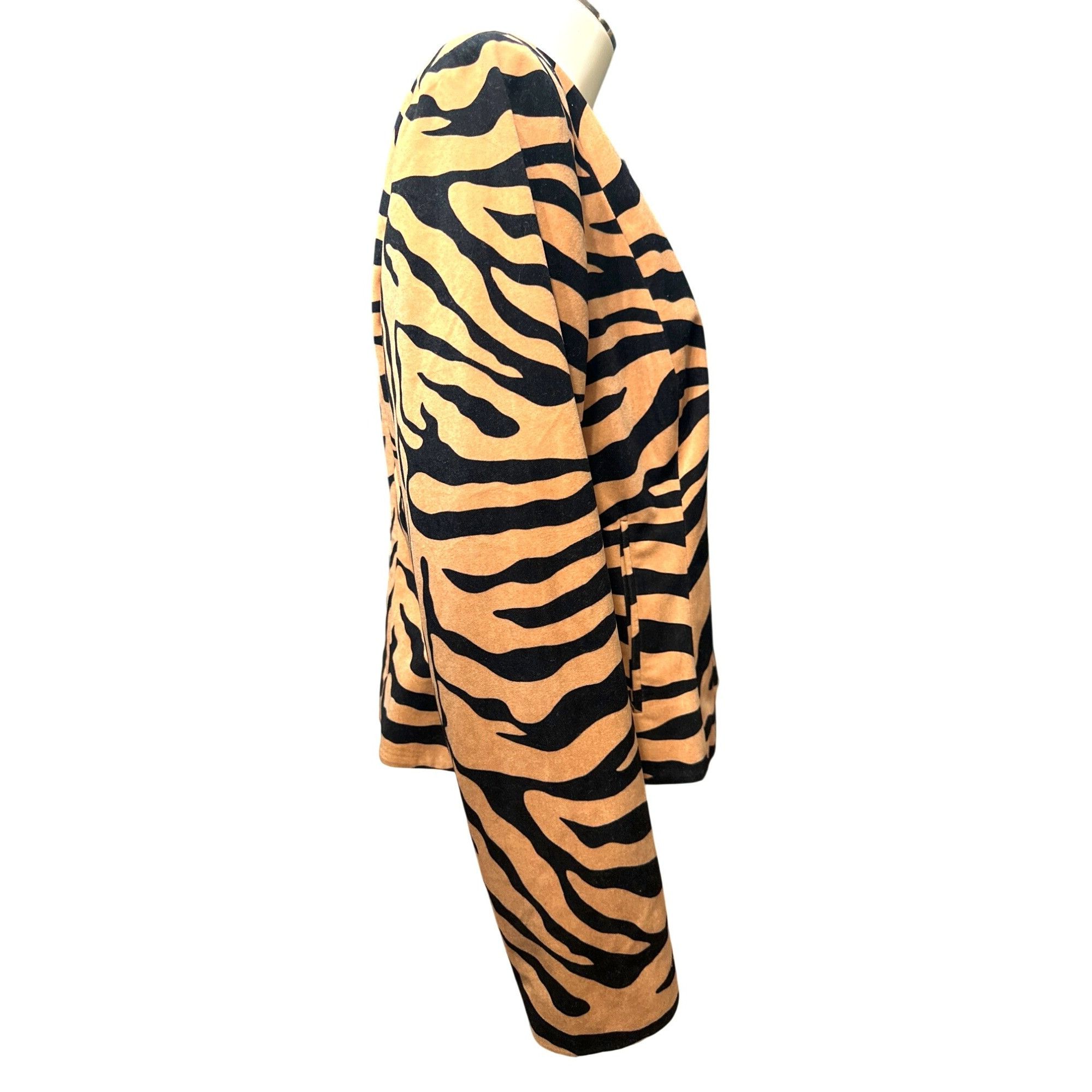 Chicos Chicos Animal Tiger Print Jacket Faux Suede Zip Front Bold S Size L / US 10 / IT 46 - 4 Thumbnail