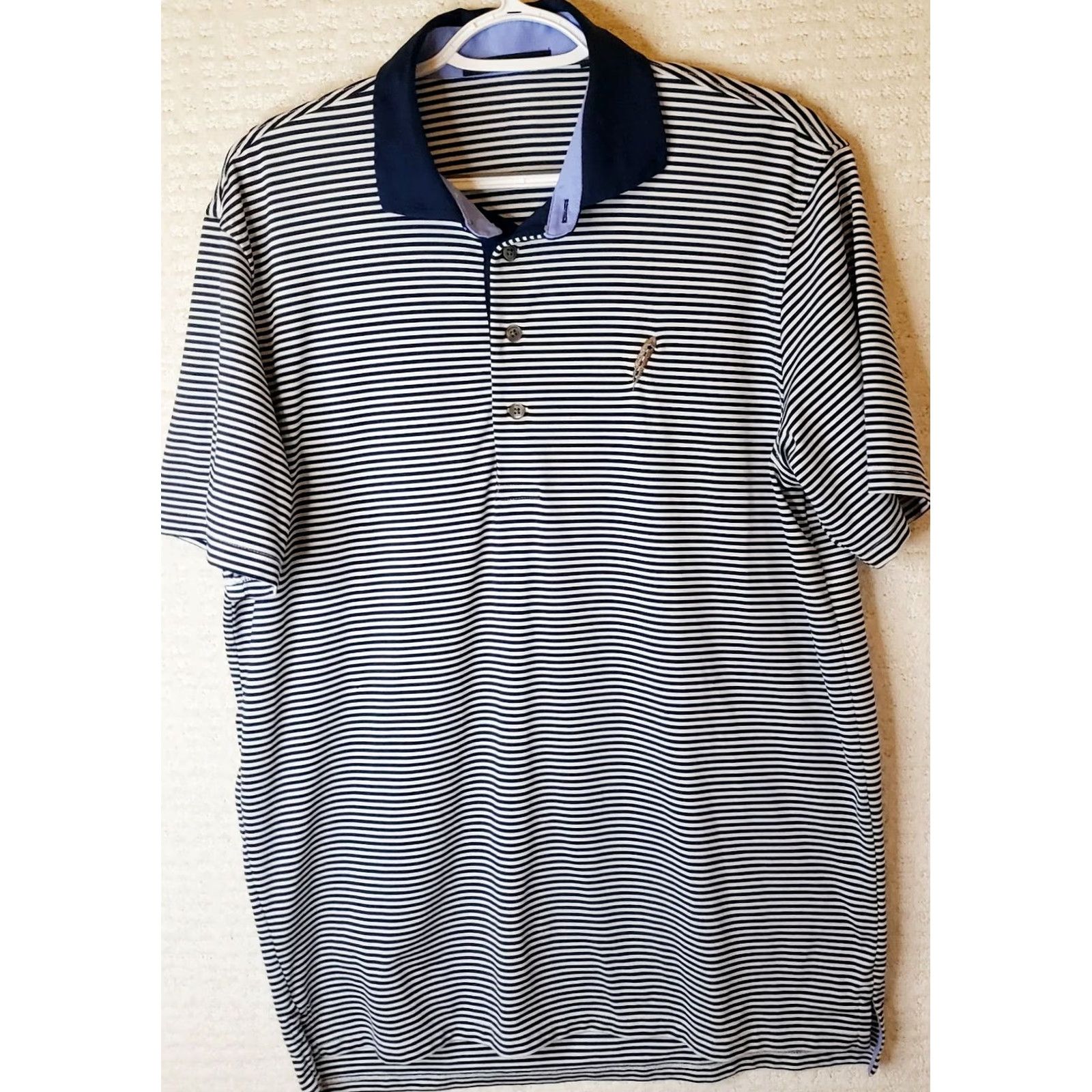 Vintage Greyson Polo Shirt Mens M Blue Stripe Performance Stretch Short Sleeve Golf Shirt Size US M / EU 48-50 / 2 - 2 Thumbnail