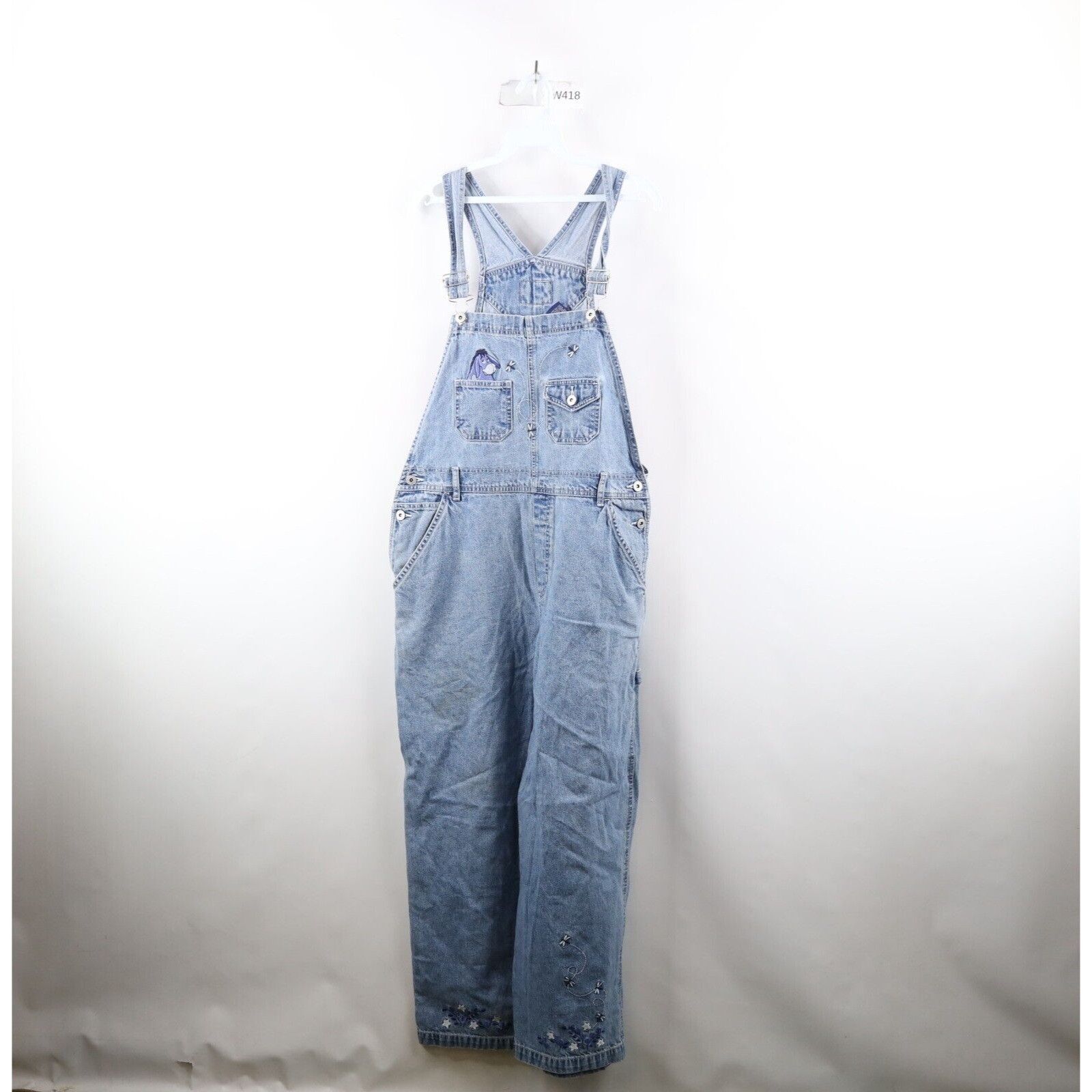 image of 90's Disney Winnie The Pooh Eeyore Denim Overalls in Blue, Women's (Size 30)