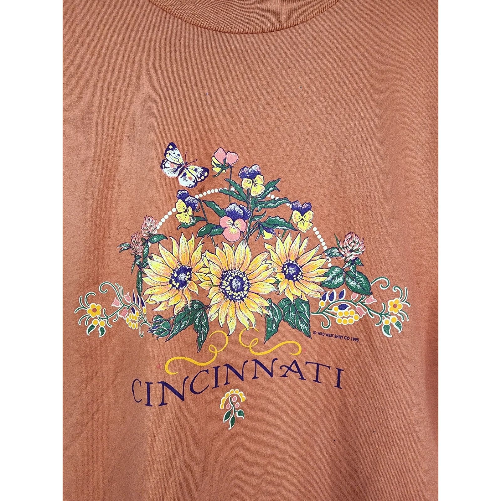 Jerzees Vintage Cincinnati Shirt Floral T-Shirt Pink Flower 90s Tee Size US L / EU 52-54 / 3 - 2 Thumbnail