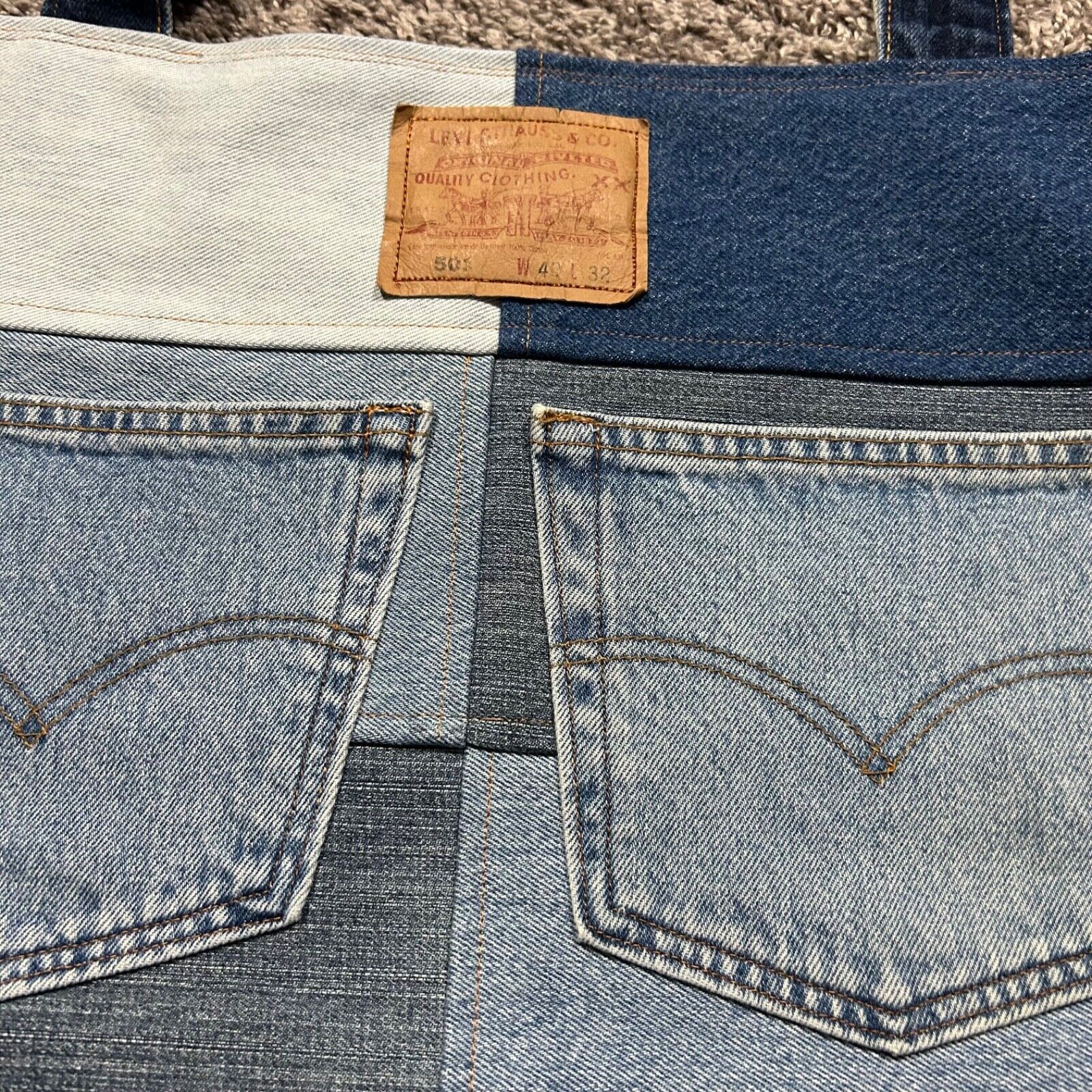 Handmade × Levi's Handmade Patchwork Denim Bag Oversized Tote Shoulder Bag Size ONE SIZE - 3 Thumbnail
