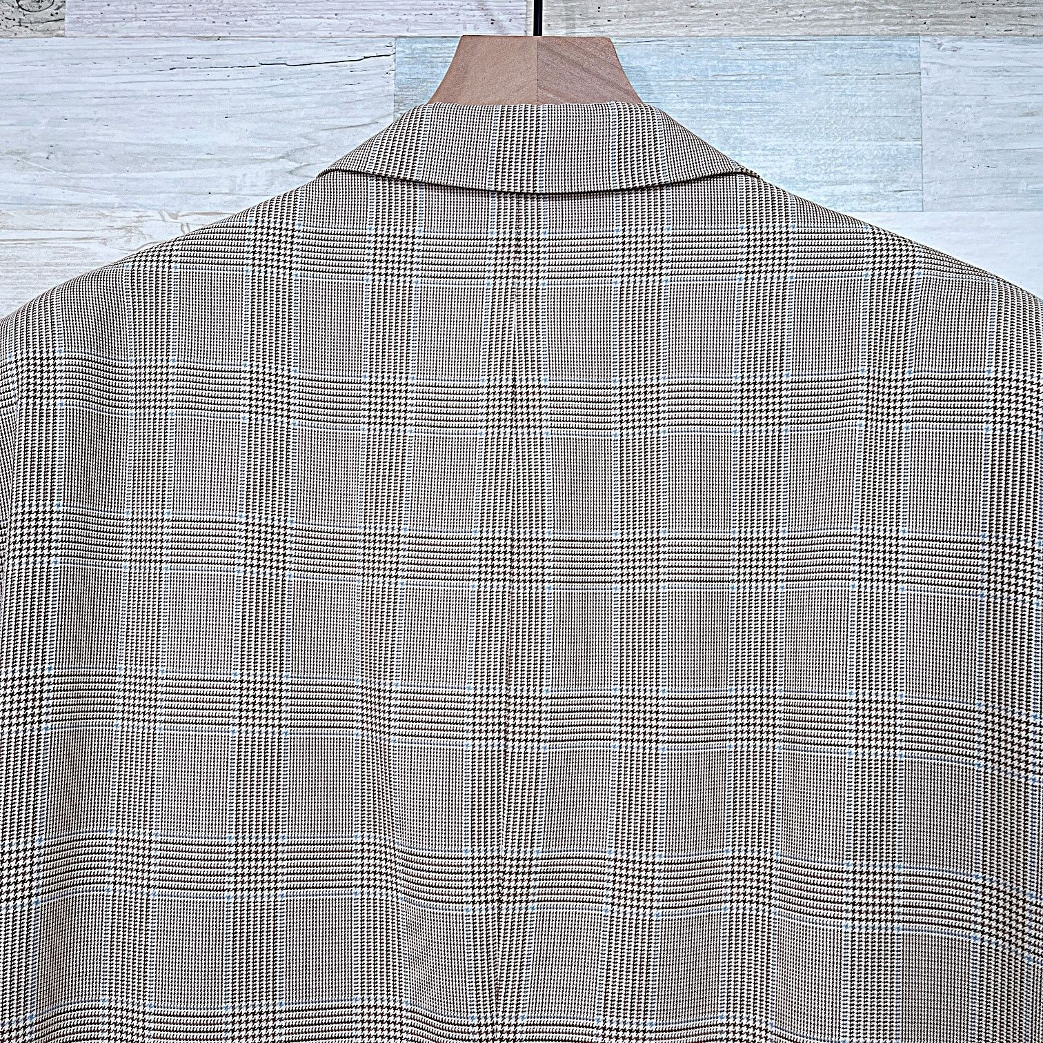 Hickey Freeman H Freeman Hand Tailored USA Sport Coat Beige Plaid 44R Size 42R - 6 Thumbnail
