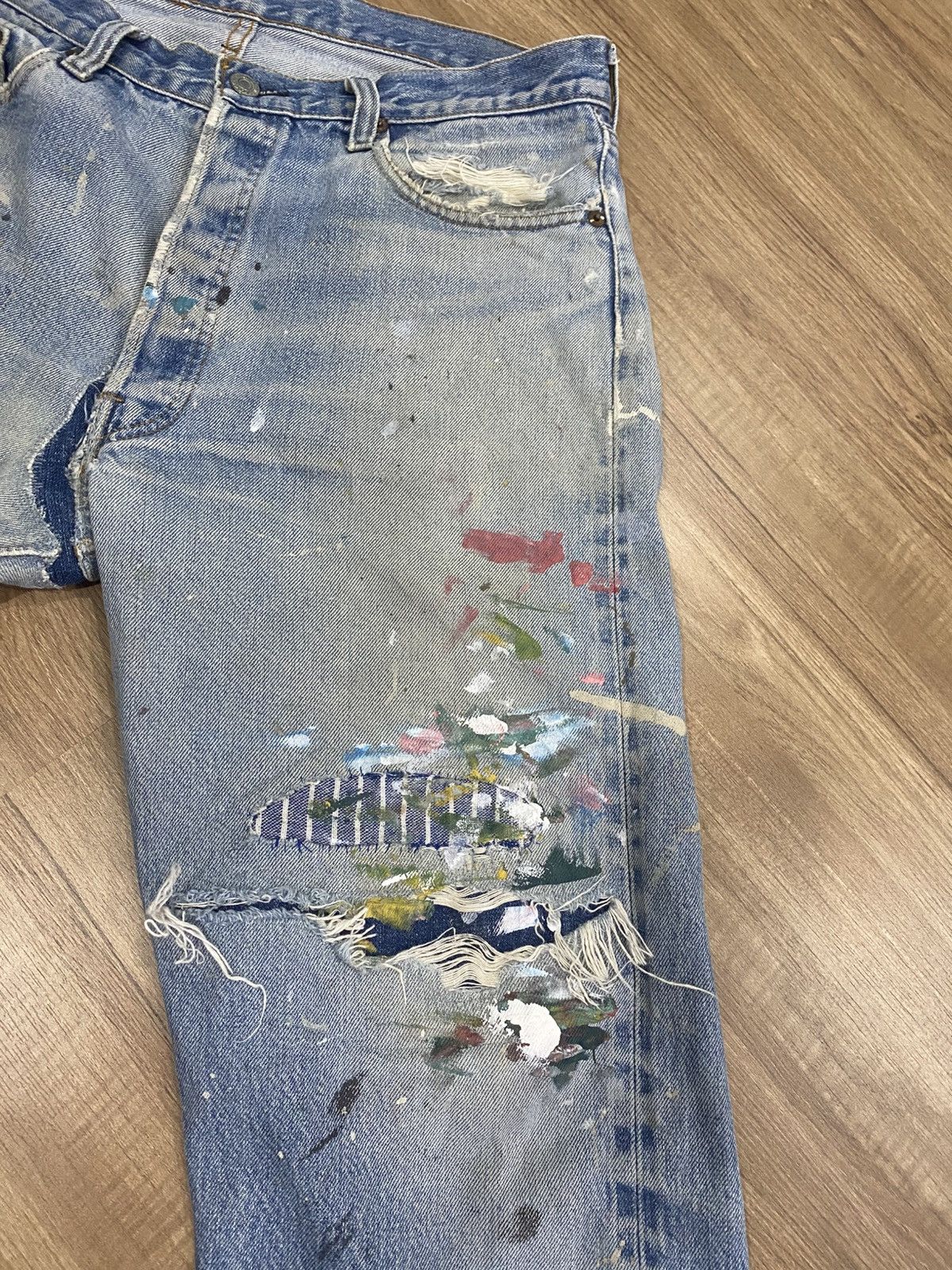 Levi's Vintage Levis small E redline selvadge splash paint Size US 34 / EU 50 - 4 Thumbnail