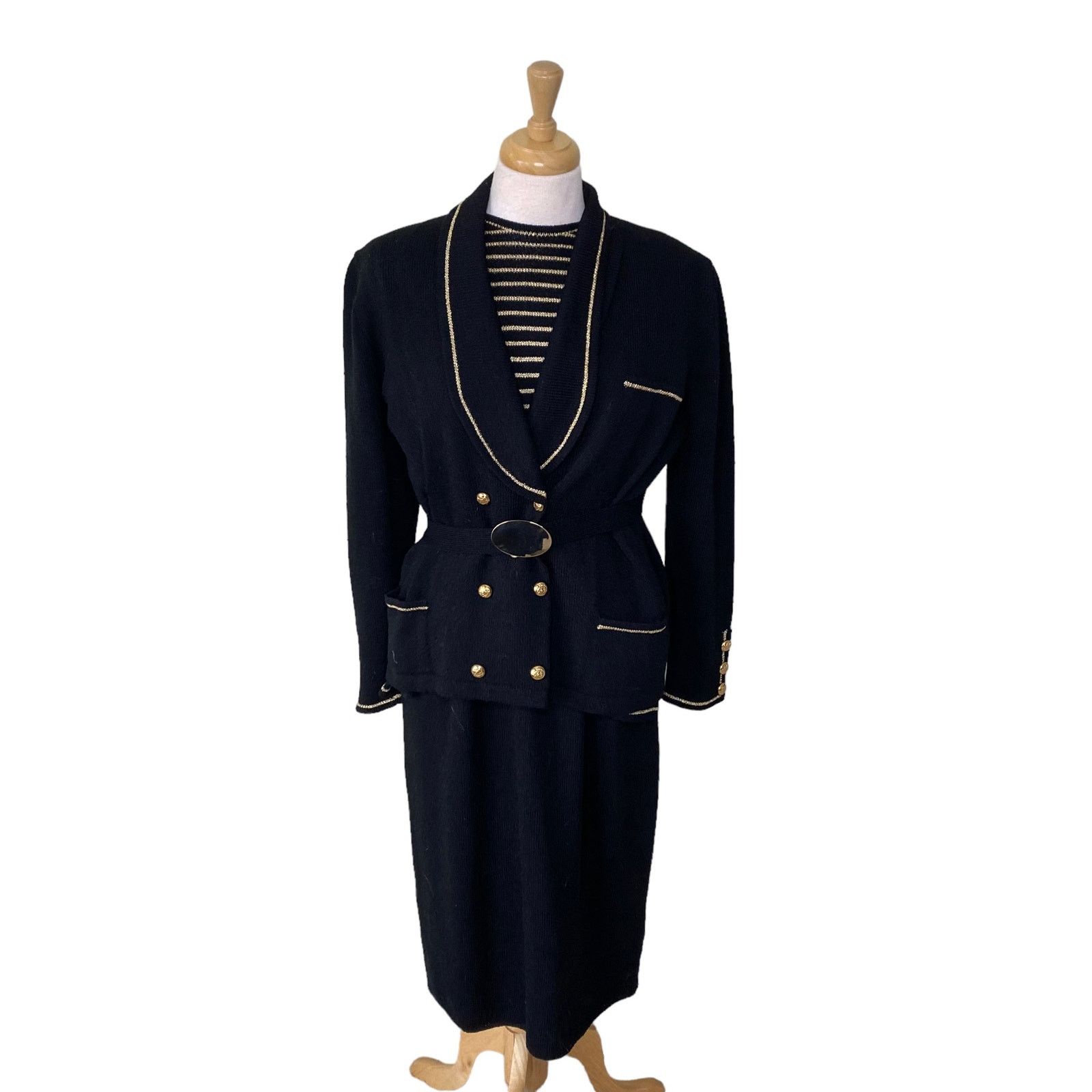 Other DON SAYRES Wellmore Vintage 80s Wool Dress Blazer Suit Set Size L / US 10 / IT 46 - 1 Thumbnail