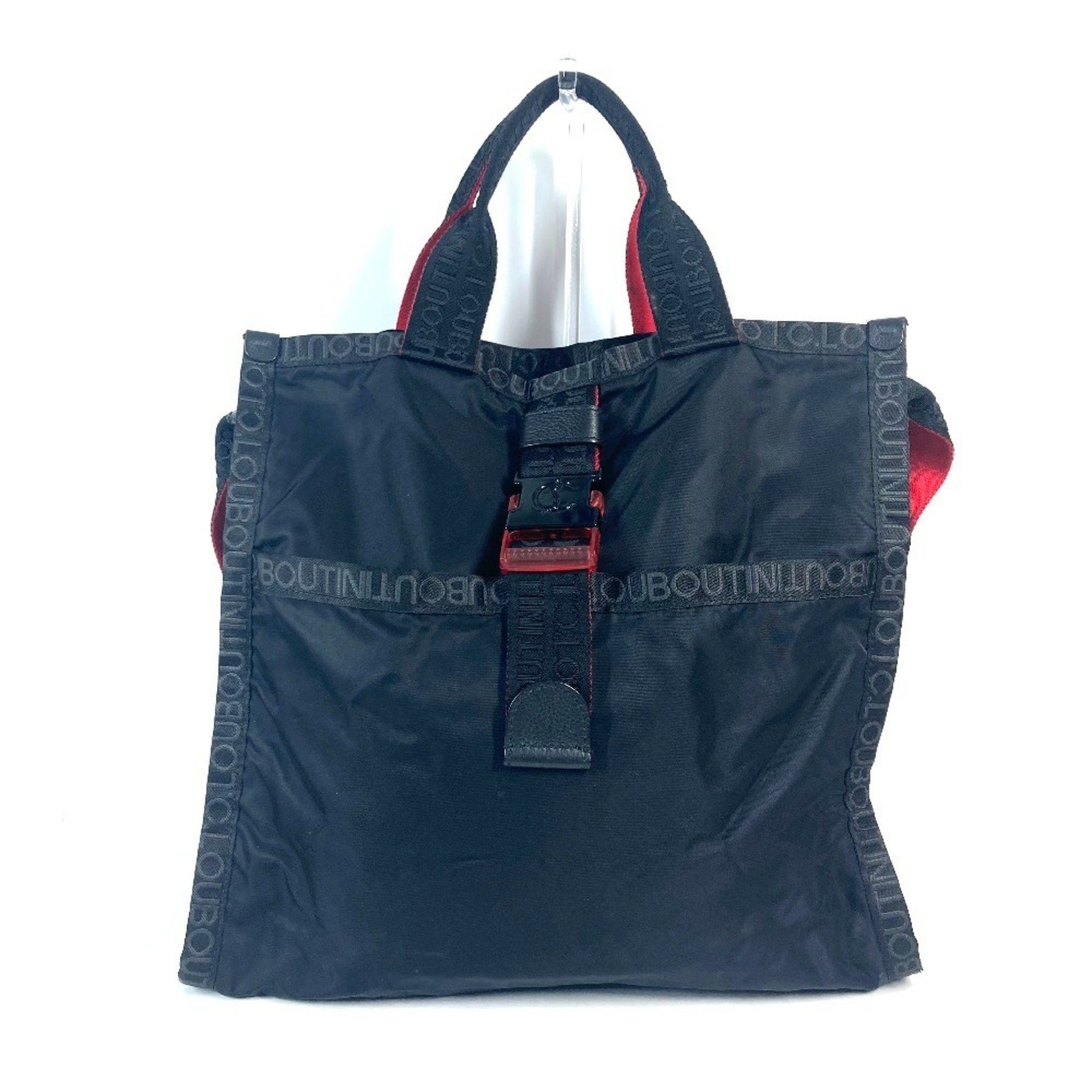 Christian Louboutin Loubiclic Rubiclic 2Way Bag Shoulder Crossbody Tote Nylon Men Women Black