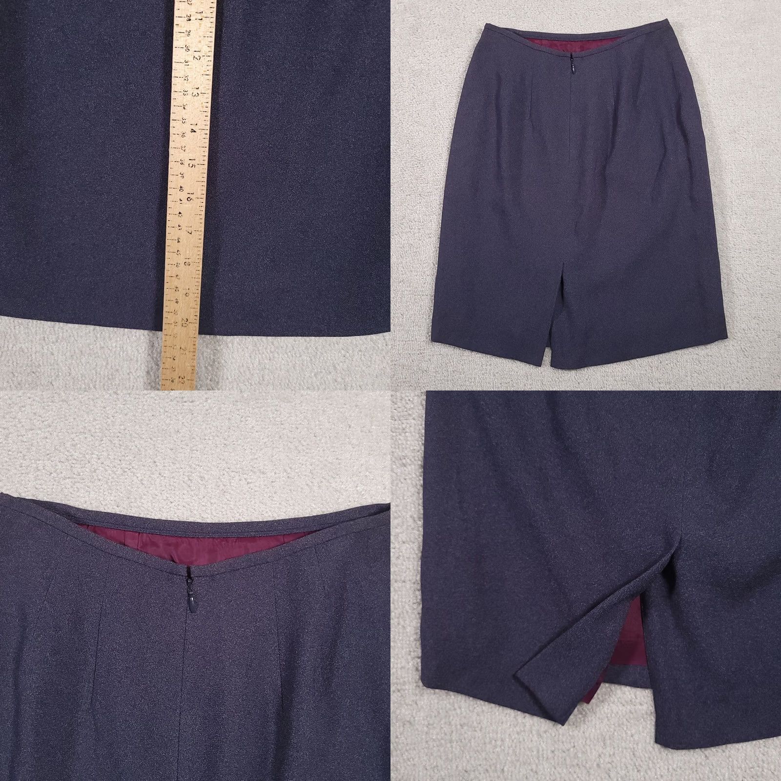 Vintage VINTAGE Tahari Skirt A-Line Pencil Women's 6 Blue Solid Lined Back Slit Zip USA Made Womens Size 28" / US 6 / IT 42 - 8 Thumbnail