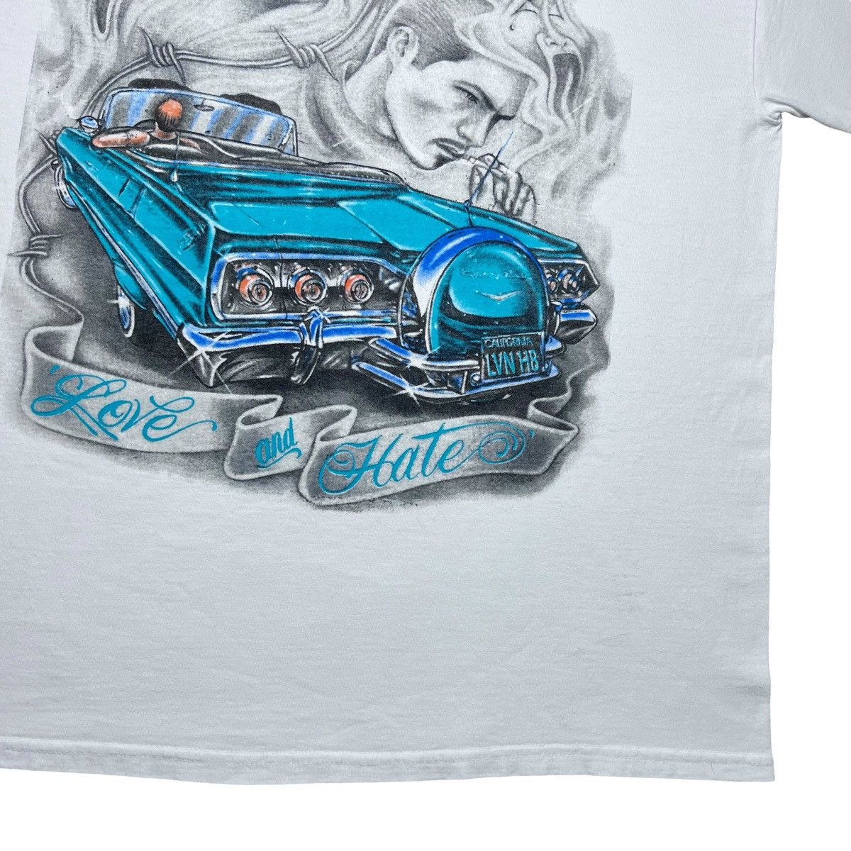 Other 90s Lowrider Thin Line Between Love And Hate Chicano T-Shirt Size US XL / EU 56 / 4 - 15 Thumbnail
