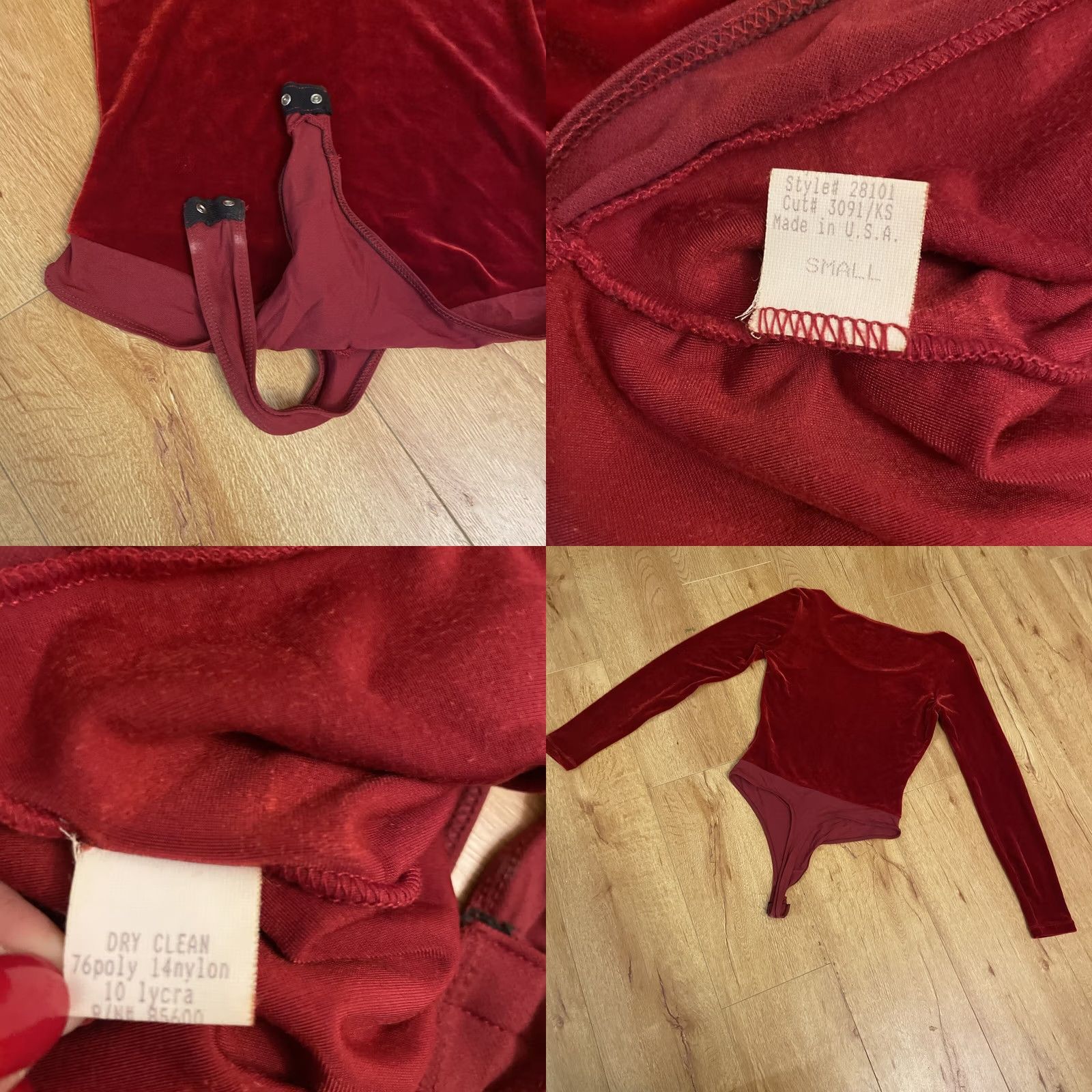 Vintage VINTAGE Bisou Bisou Michele Bohbot Red Velvet Thong Bodysuit Size Small Bodysuit Women Slim Red 90s Party/Cocktail Mens Womens Girls Size S / US 4 / IT 40 - 8 Thumbnail