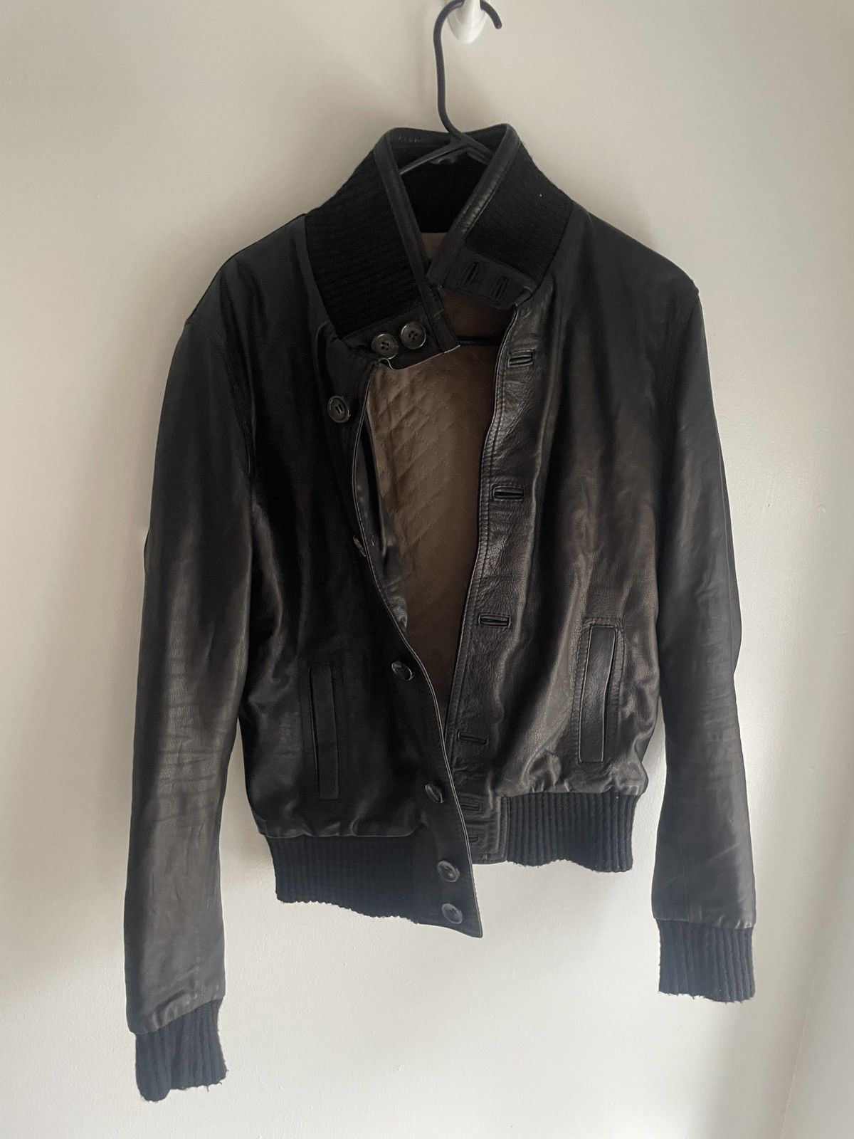Dacute Ribbed Cropped Leather Jacket Size US M / EU 48-50 / 2 - 3 Thumbnail