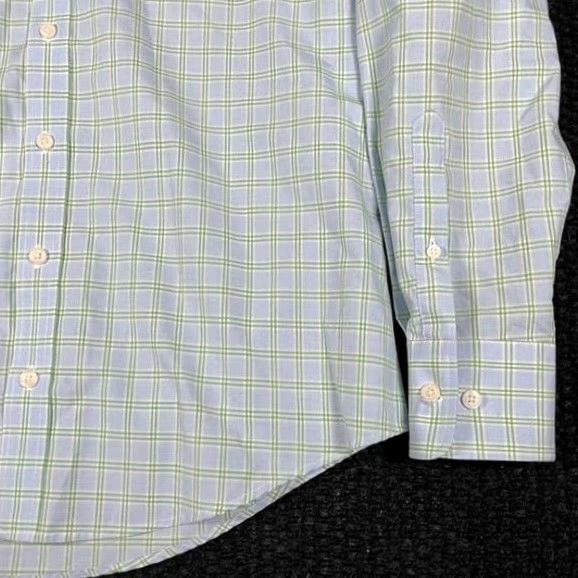 Vintage Twillory Mens Dress Shirt Blue Green Plaid Non-Iron Twill 16 Slim Button Collar Barrels Cuff Mens Size 16 Size 42R - 3 Thumbnail