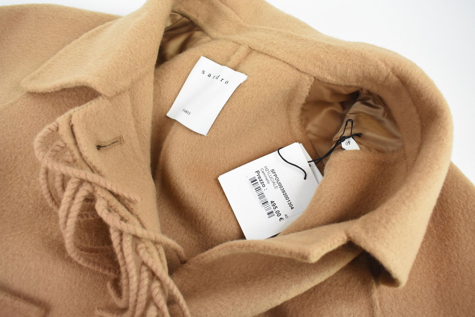 Sandro SANDRO Luciale Coat Womens EU 40 Wool Belted Tasselled Size L / US 10 / IT 46 - 6 Thumbnail