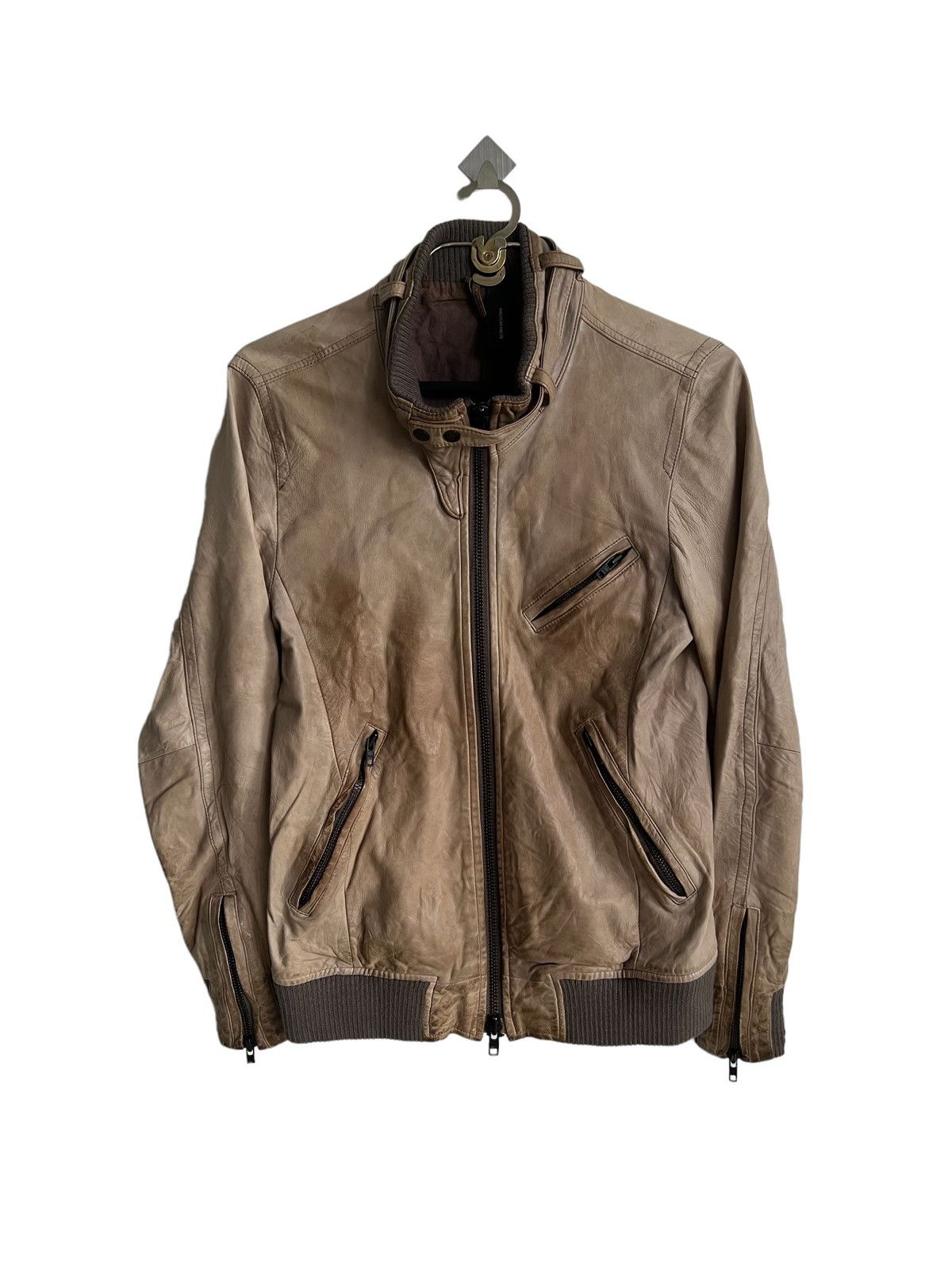 American Rag Beauty Patina Fade Sheep Leather Bondage Zipper Biker Jacket Size US S / EU 44-46 / 1 - 5 Thumbnail