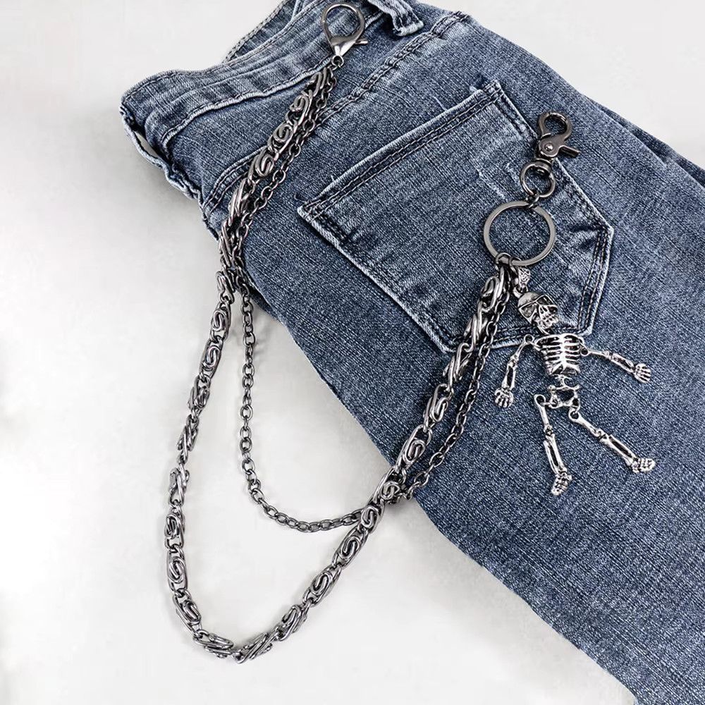 Jewelry Halloween Double Skull Vintage Wasit Pant Chain Size ONE SIZE - 1 Thumbnail