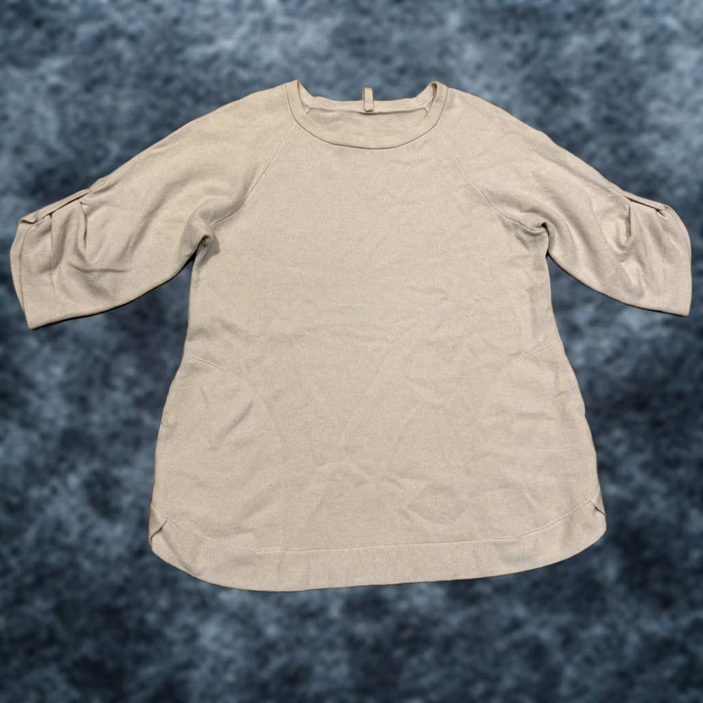 Brunello Cucinelli Brunello Cucinelli 100% Cashmere Short Roll Sleeve Sweater Womens Small Beige Size S / US 4 / IT 40 - 1 Thumbnail